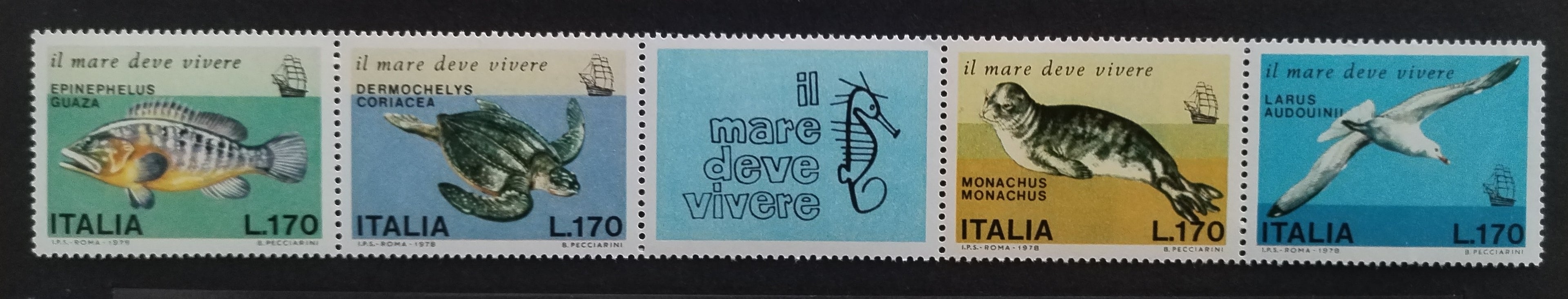 Itálie 1978 Ryby, Želvy a ptáci
