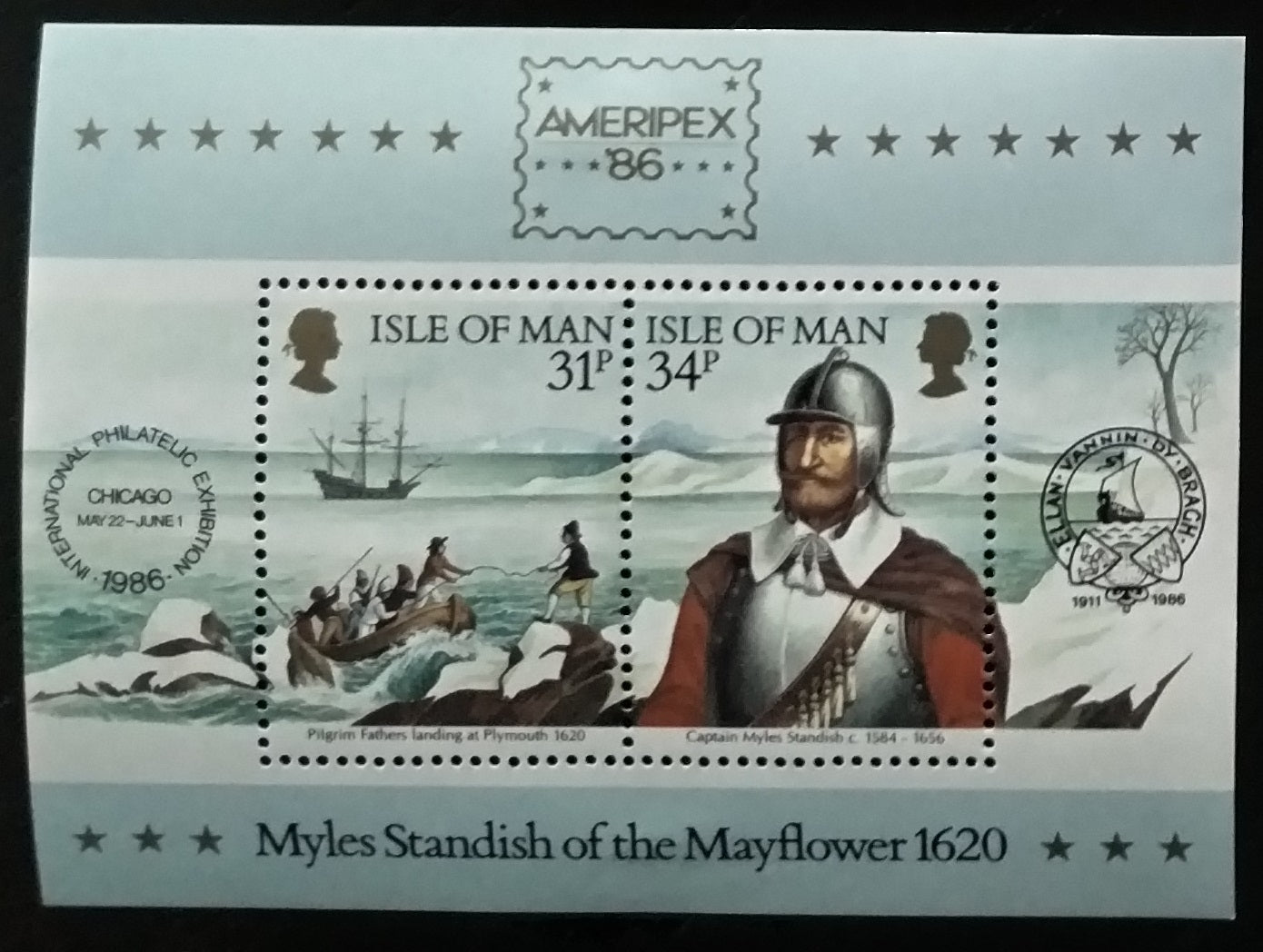 Ostrov Man 1986 Lodě Mayflower, AMERIPEX