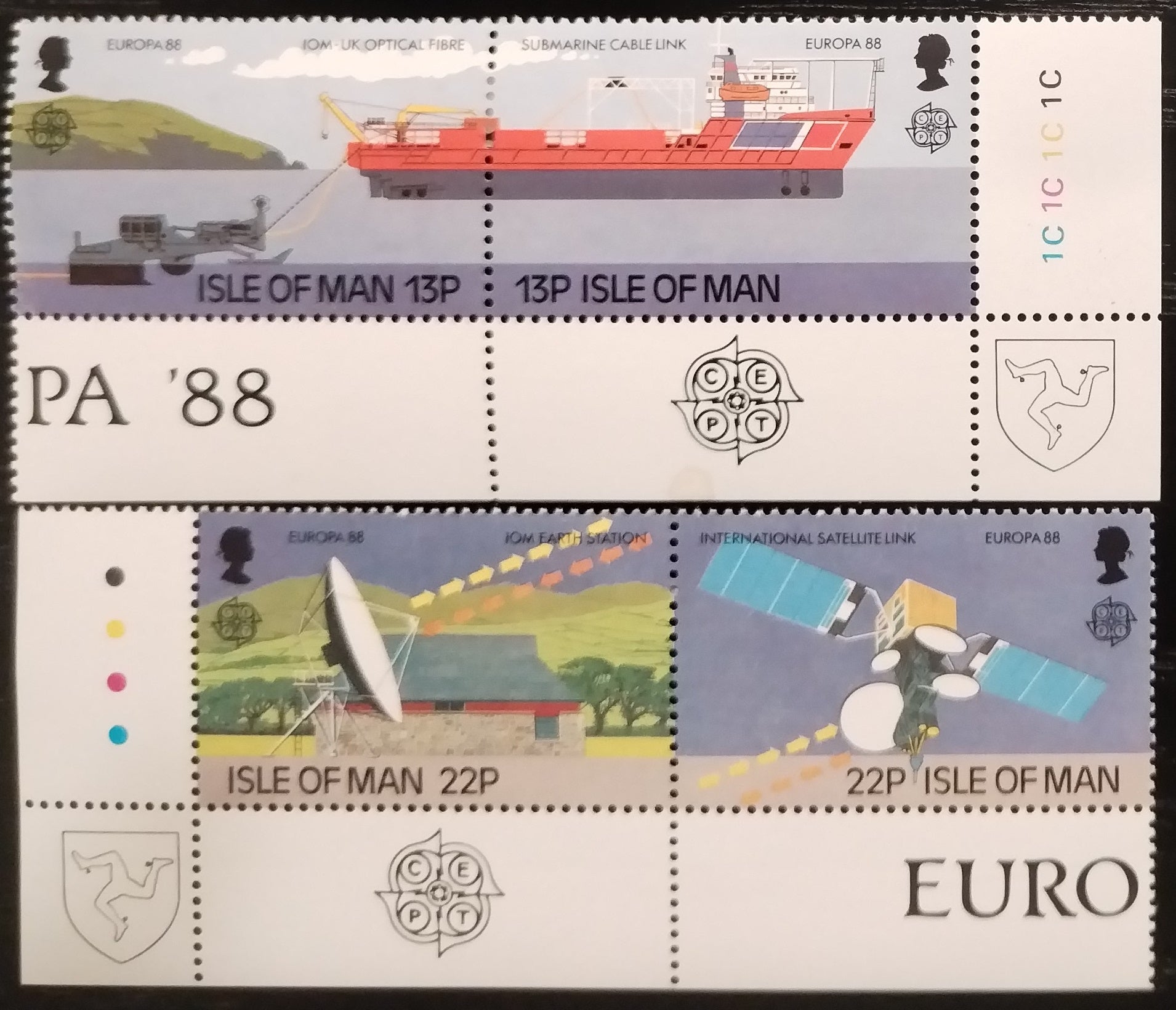 Ostrov Man 1988 EUROPA a lodě,Vesmír a družice