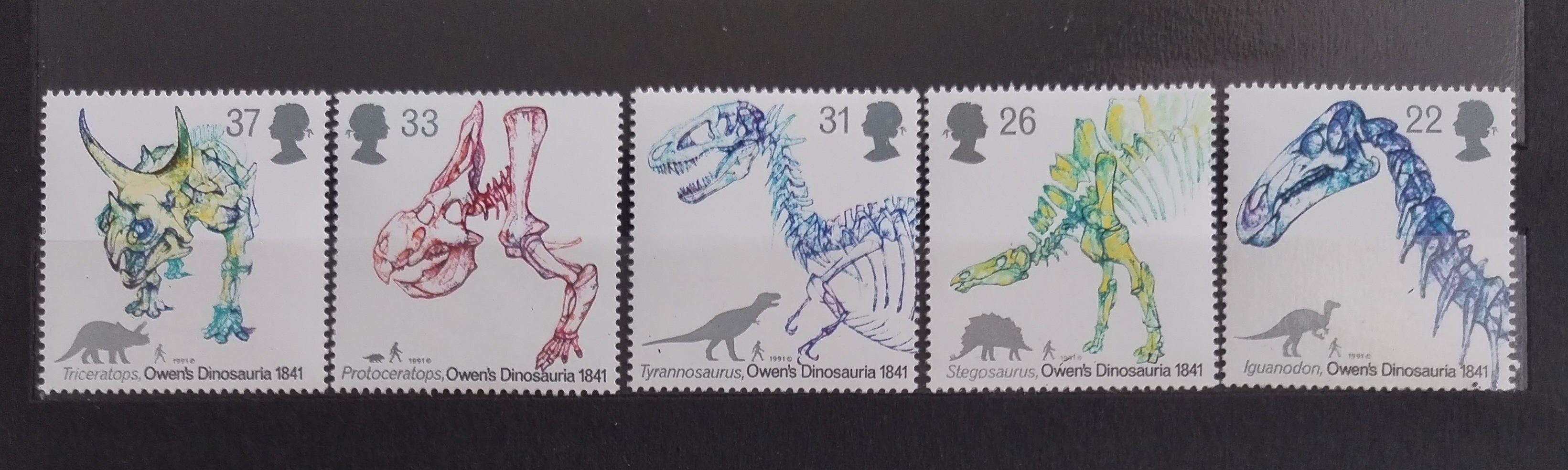 Velká Británie 1991 Dinosauři a fosílie