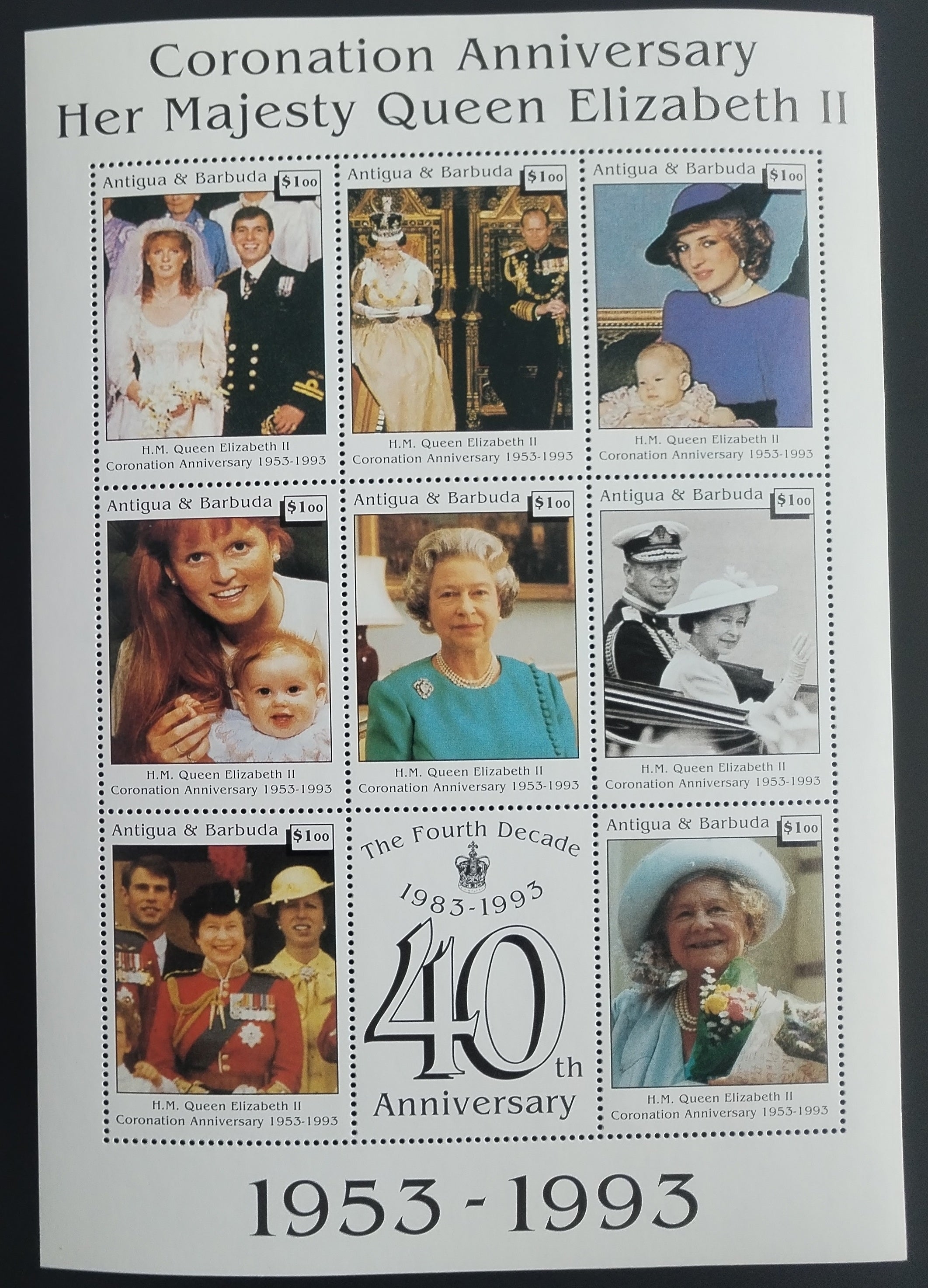 Antigua & Barbuda 1993 Královna Alžběta II. a čtvrtá dekáda vlády