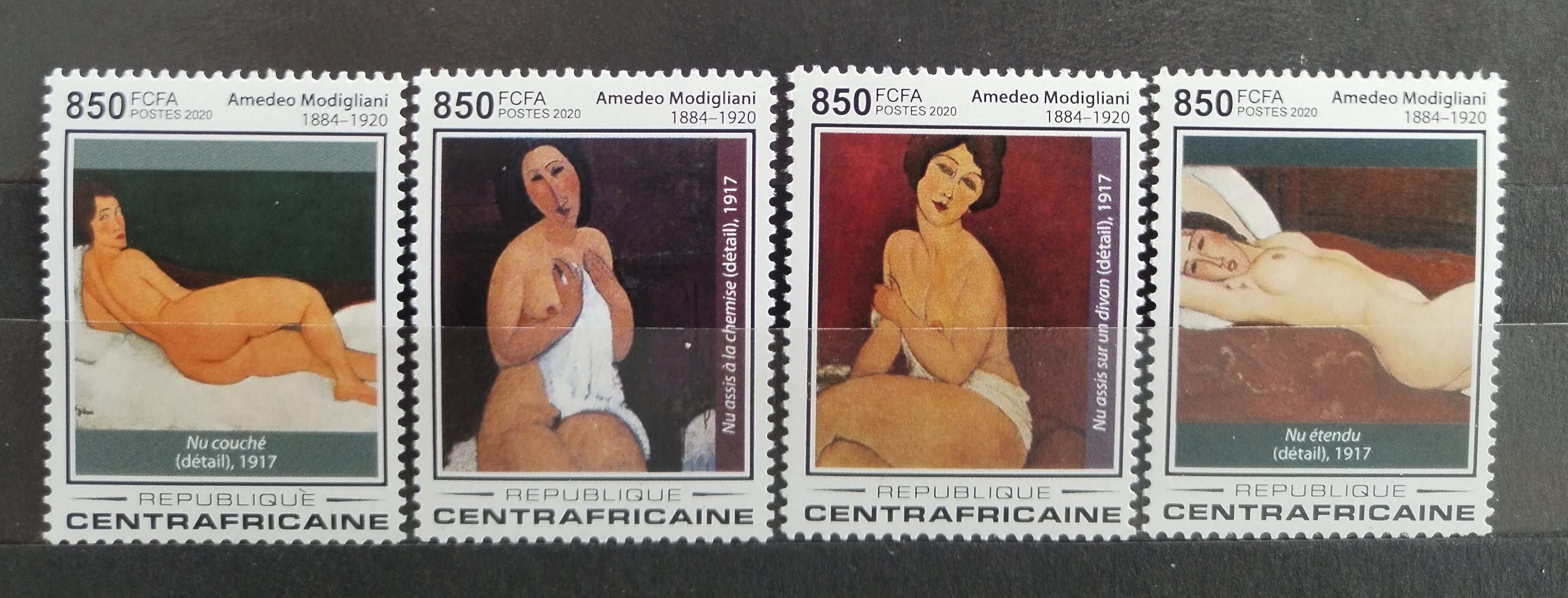 Středoafrická rep. 2020 Modigliani a akty v umění