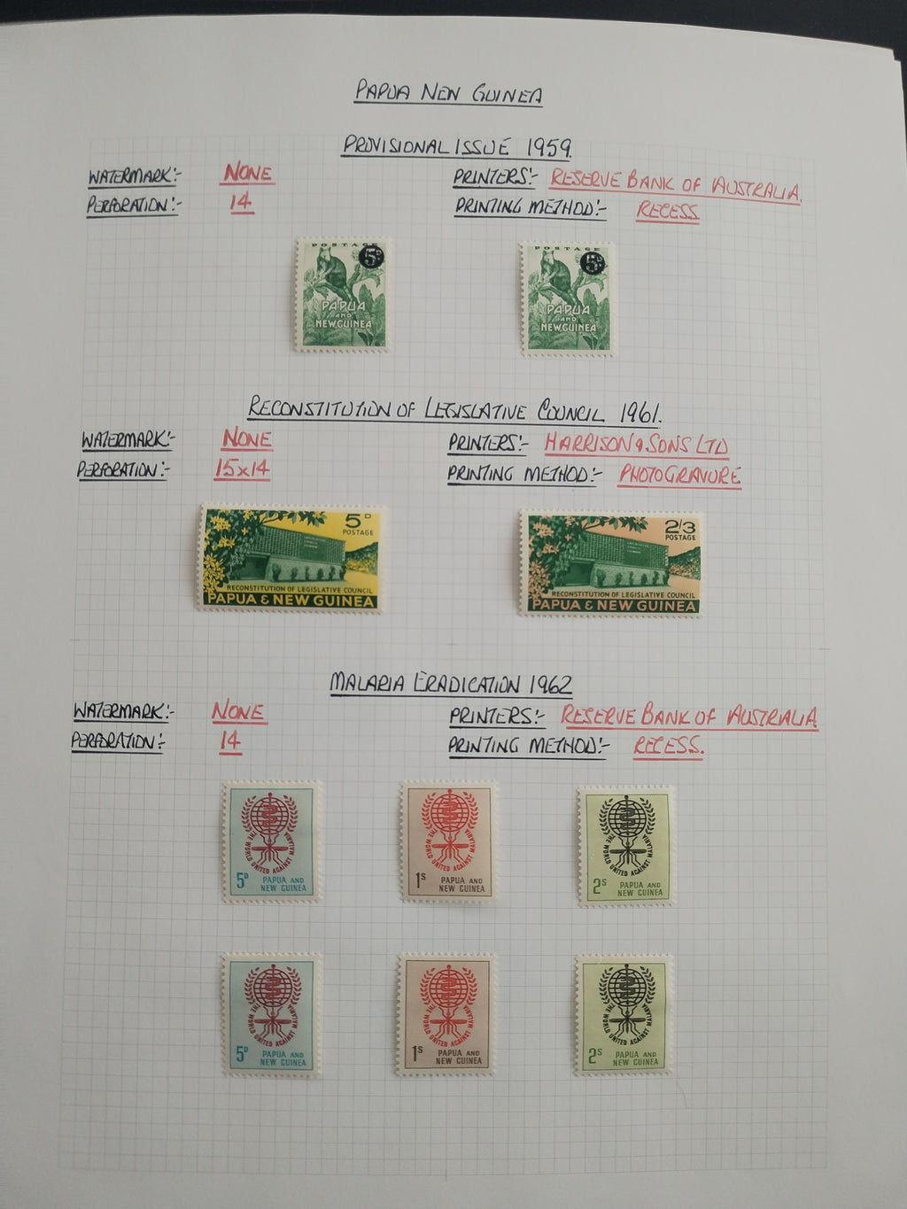 Neražená sbírka Papua Nová Guinea 1952-2003 +1000£