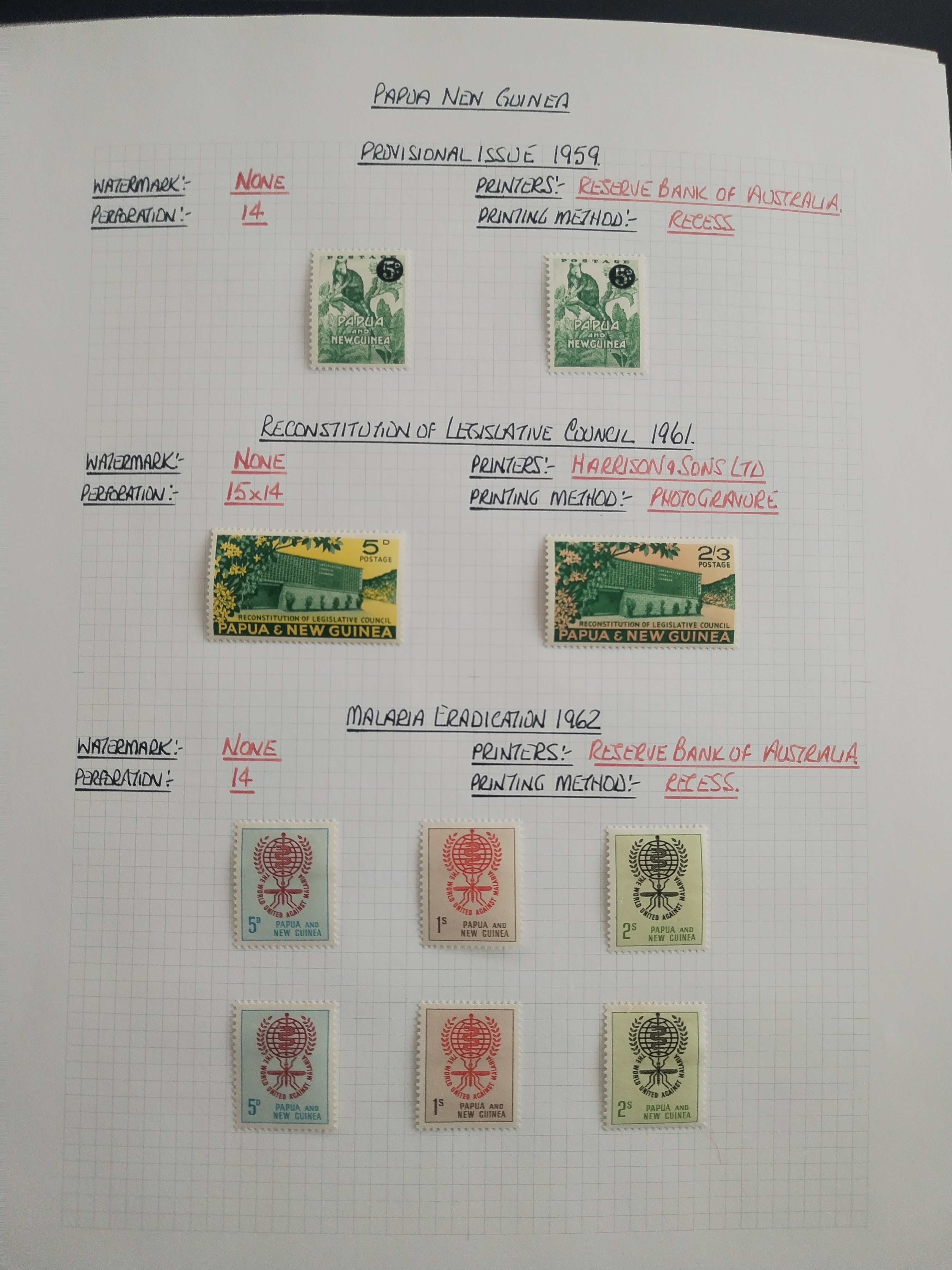 Neražená sbírka Papua Nová Guinea 1952-2003 +1000£