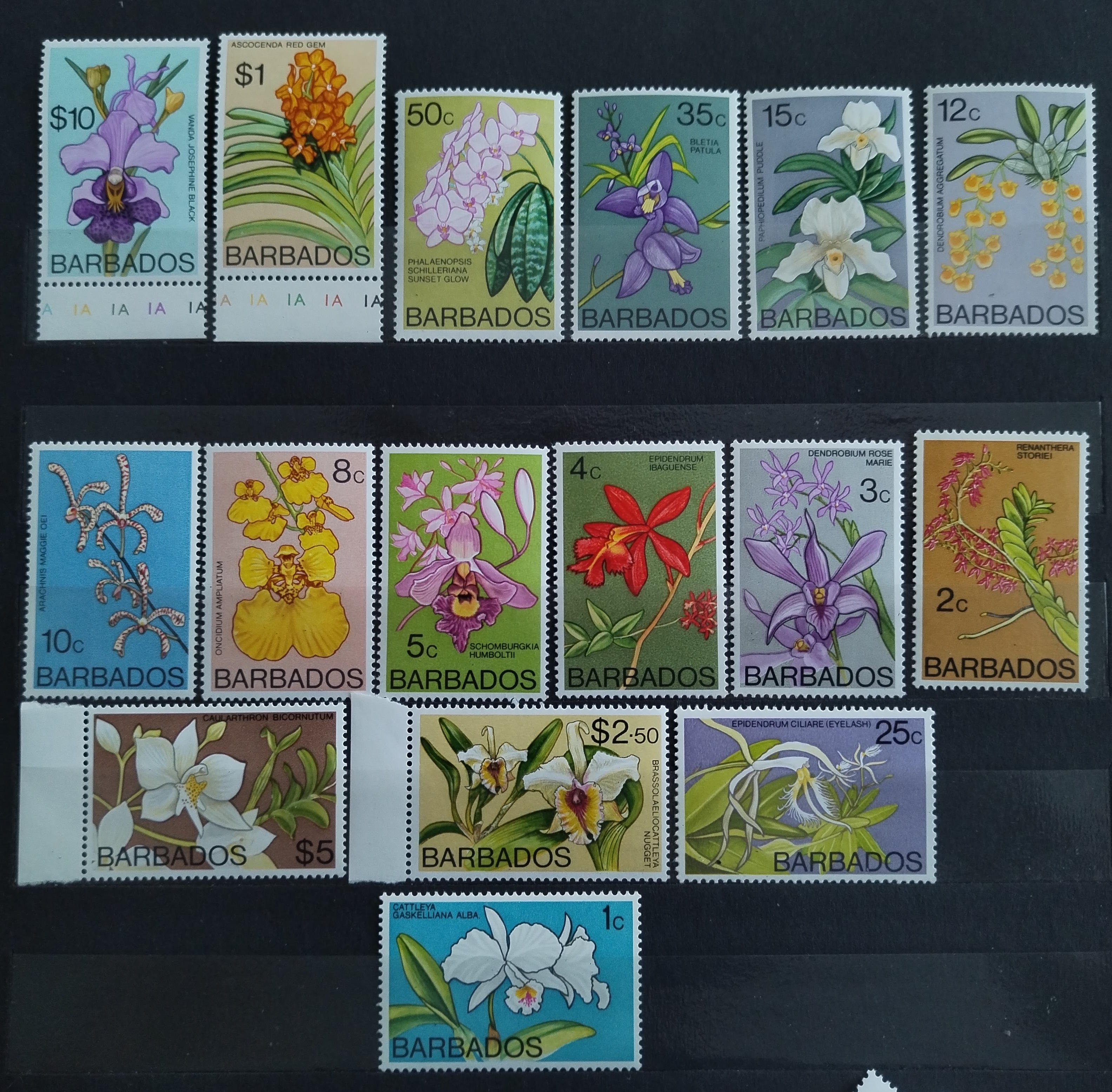 Barbados 1974 Definitiva: Orchideje a květiny