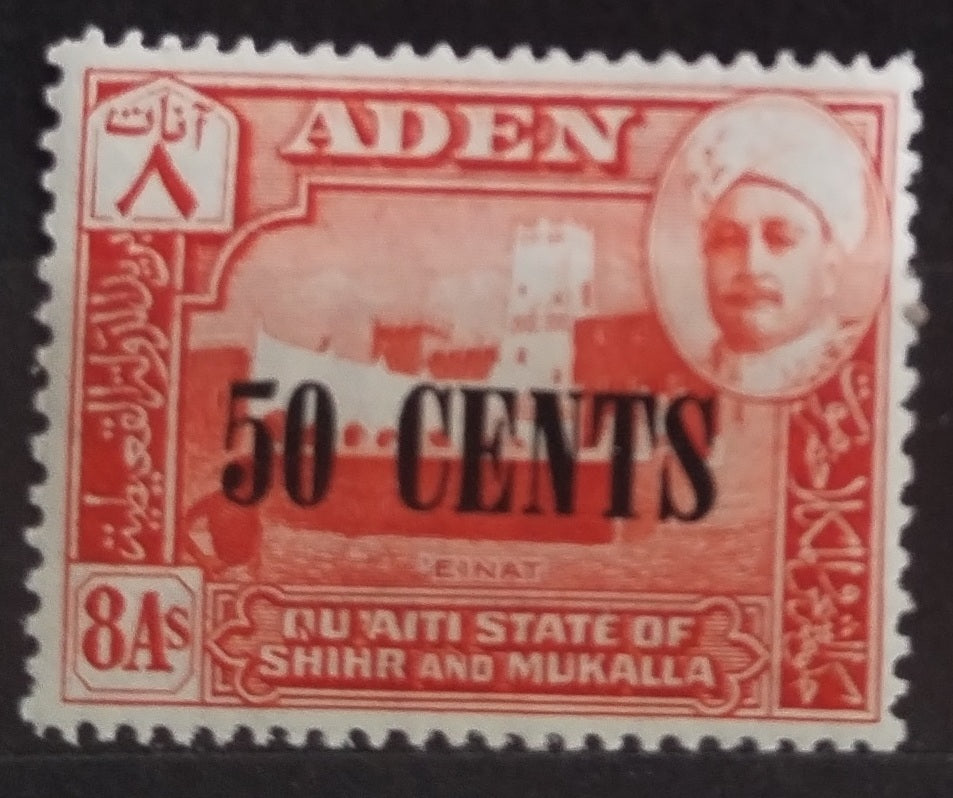 Aden - Kuejtí v Hadramautu 1951 Přetisk nové měny - 50c