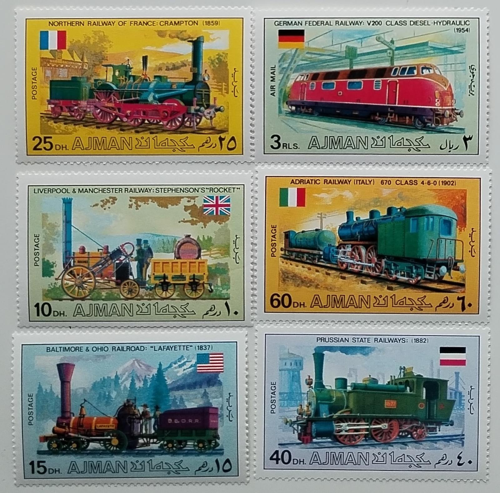 Adžmán 1971 Mi.1197-2A 5€ Vlaky a parní lokomotivy světa