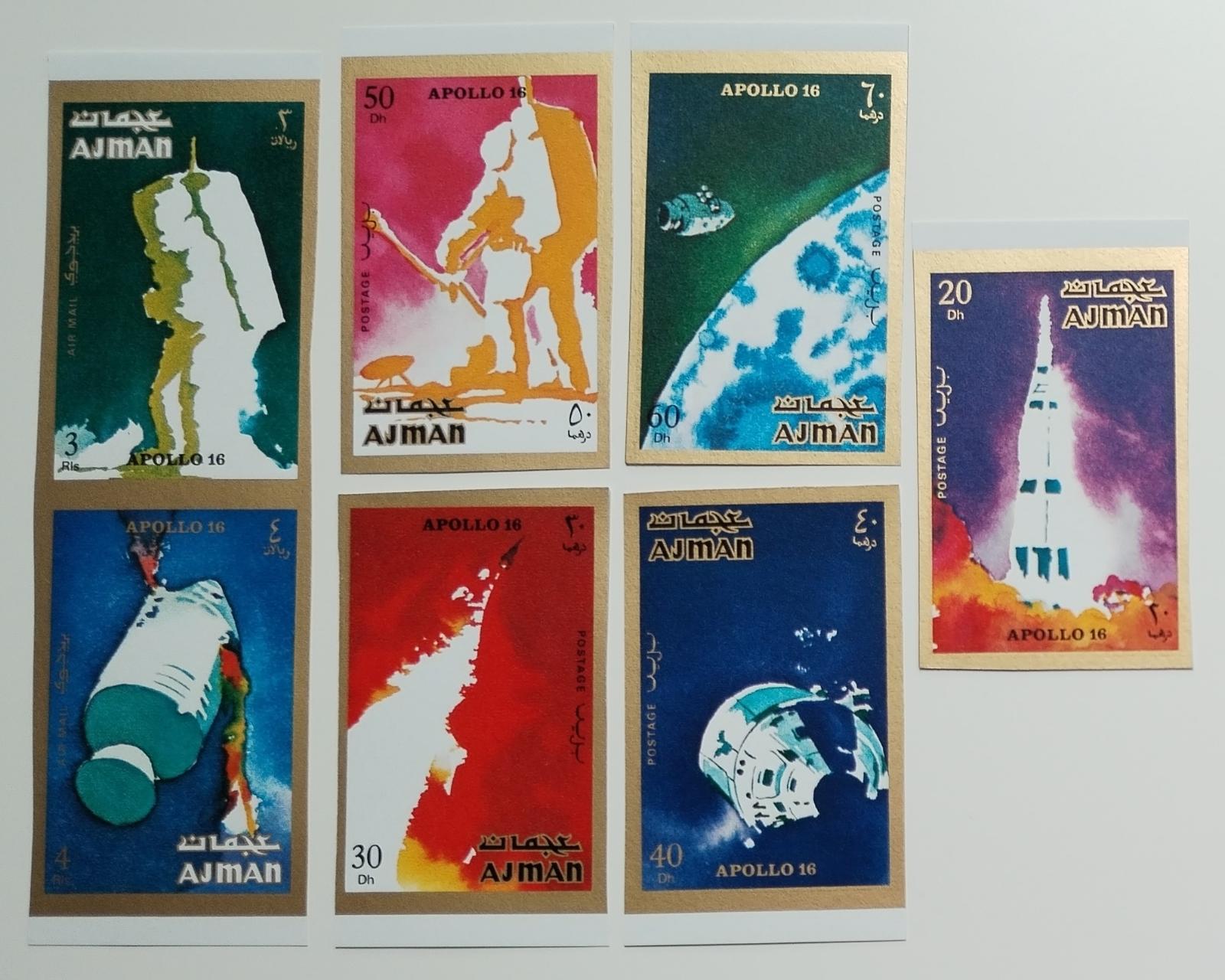Adžmán/Ajman 1971 7€ Mise Apollo a vesmír, Rakety a průzkum kosmosu
