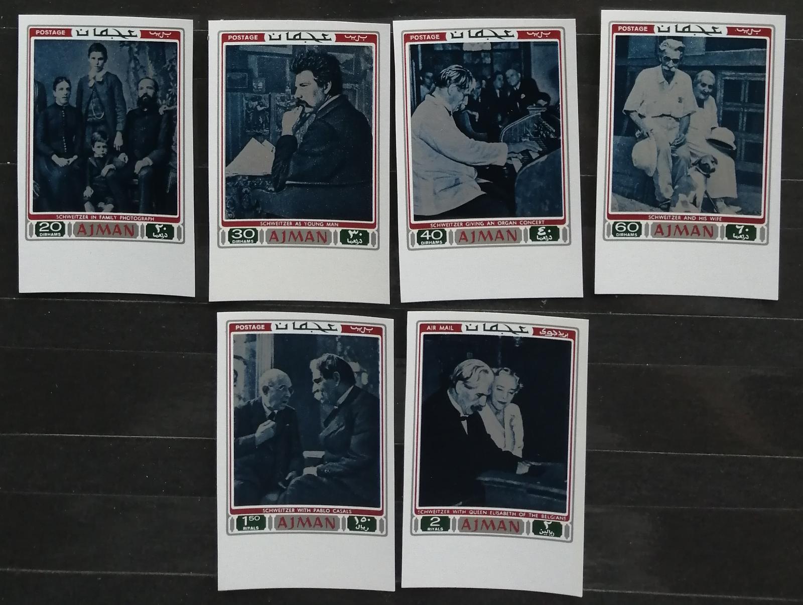 Adžmán/Ajman 1971 Mi.801-6 7,5€ Albert Schweitzer, osobnosti, IMPERF.