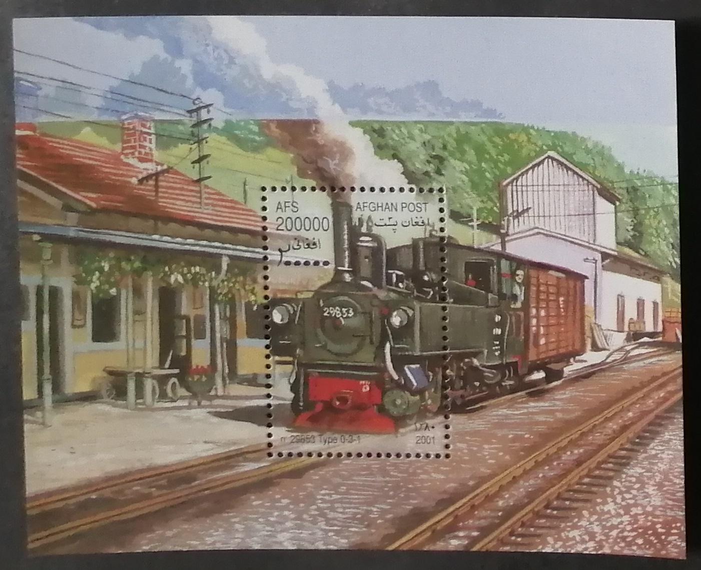 Afghánistán 2001 Bl.121 5€ Parní lokomotivy a vlaky