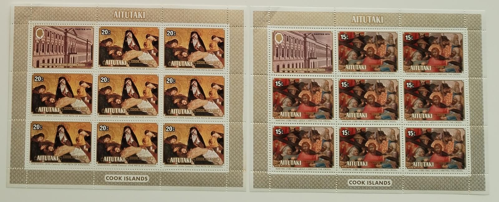 Aitutaki 1978 2x známkový arch, Velikonoce a umění