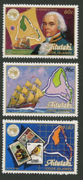 Aitutaki 1984 Mi.537-9 15€ Výstava AUSIPEX, lodě a mapy, známky