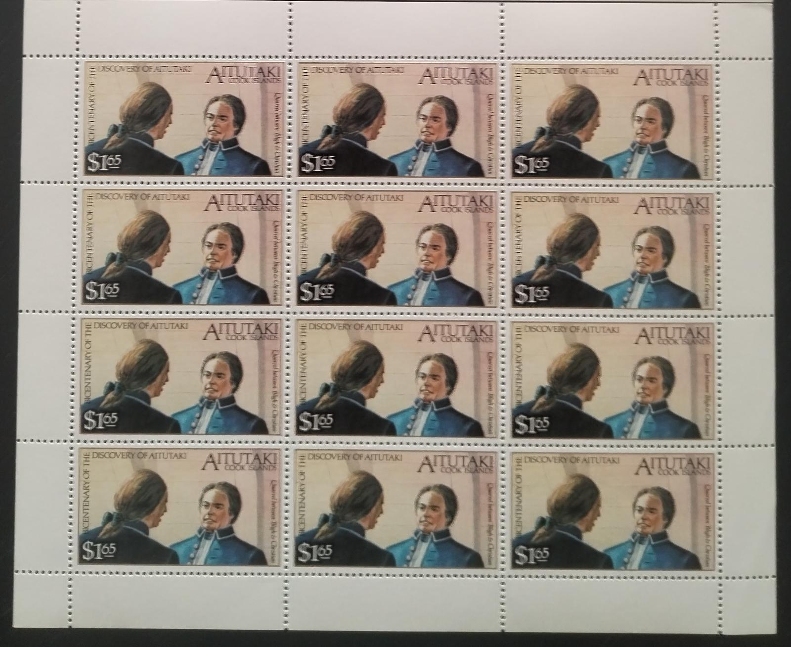 Aitutaki 1989 Výročí objevení ostrovů - arch hodnoty, Kapitán Bligh