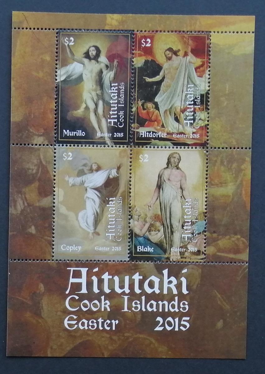 Aitutaki 2015 Bl.102 14€ Velikonoce, náboženské umění, Ježíš