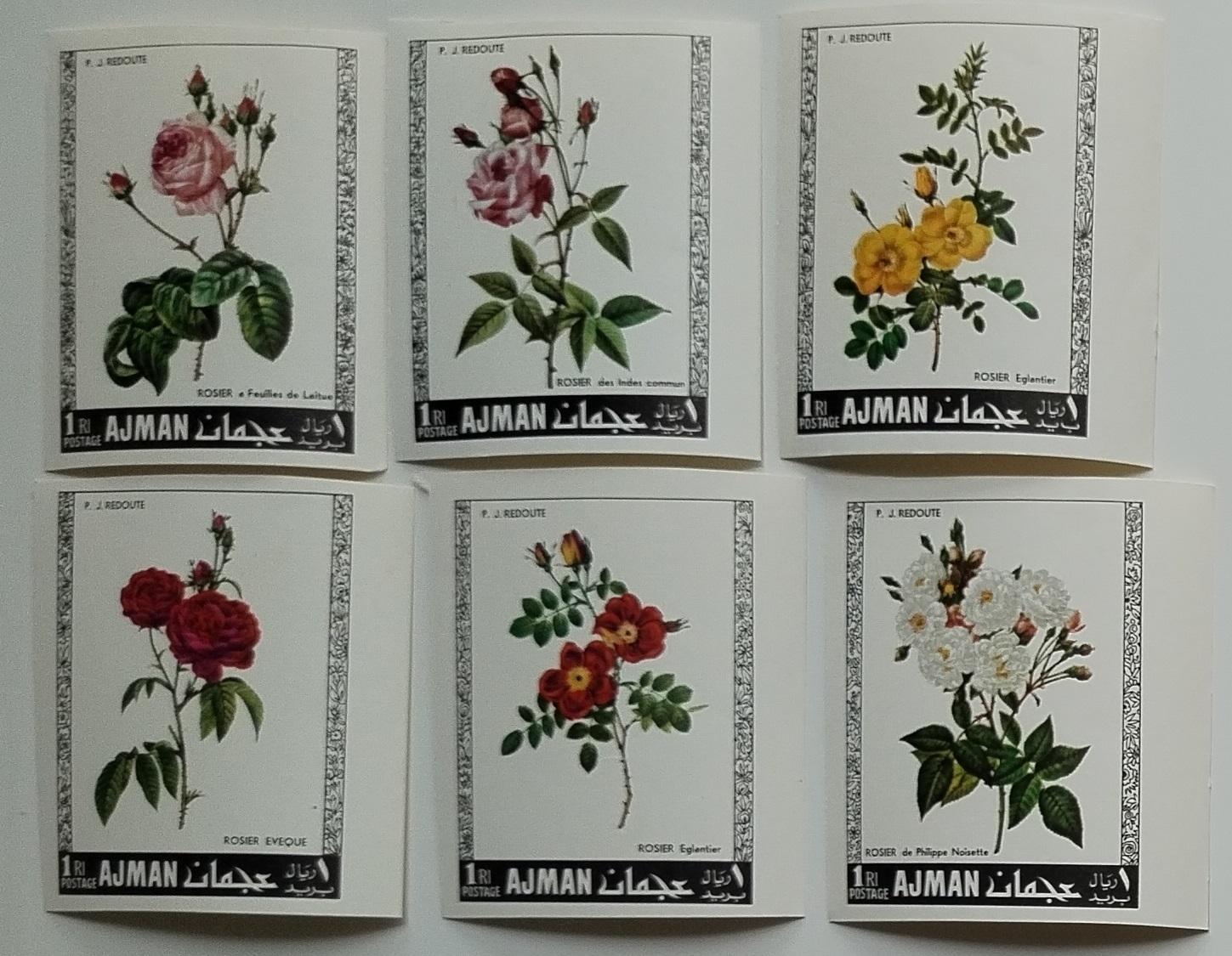 Ajman/Adžmán 1969 4,5€ Růže a jejch druhy, Květiny imperf.
