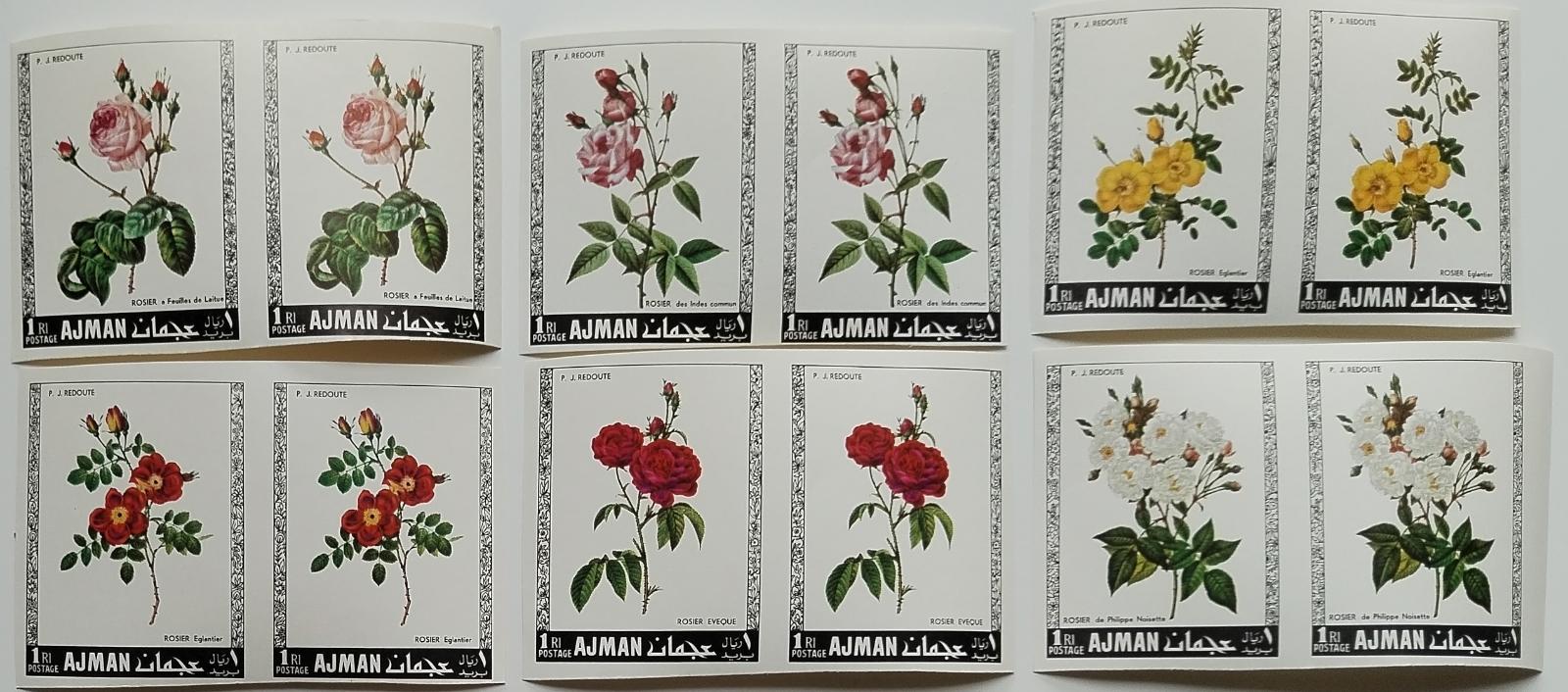 Ajman/Adžmán 1969 9€ Růže a jejch druhy, Květiny imperf. PÁRY