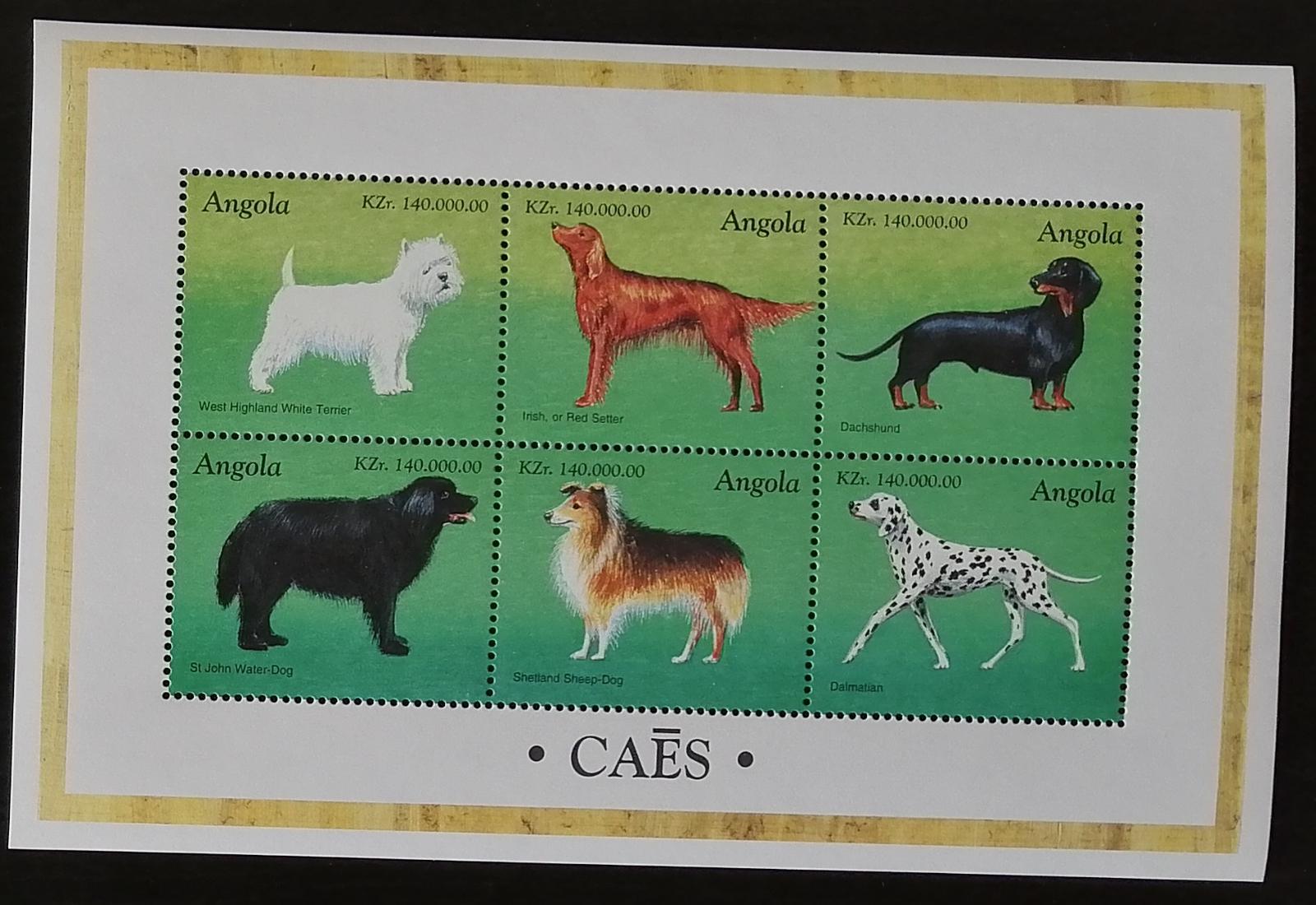 Angola 1998 Mi.1204-9 9€ Psi a jejich rasy, domácí fauna