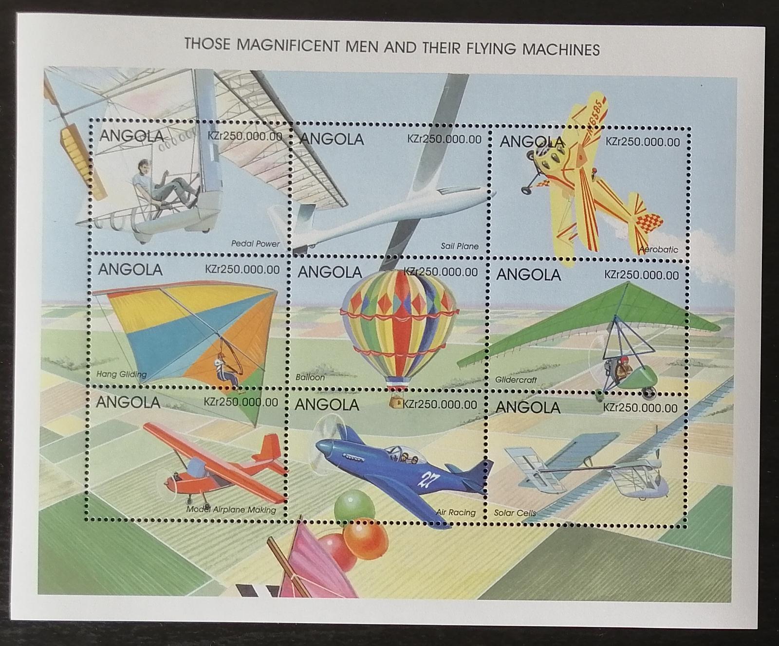 Angola 1998 Mi.1282-0 8€ Historie letectví, balóny a dvouplošníky