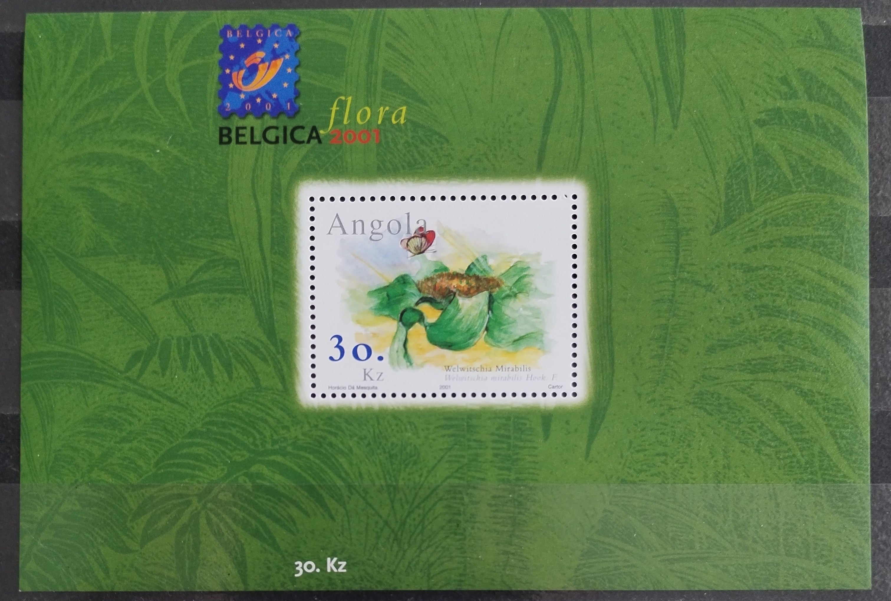 Angola 2001 Výstava BELGICA, Motýli a květiny