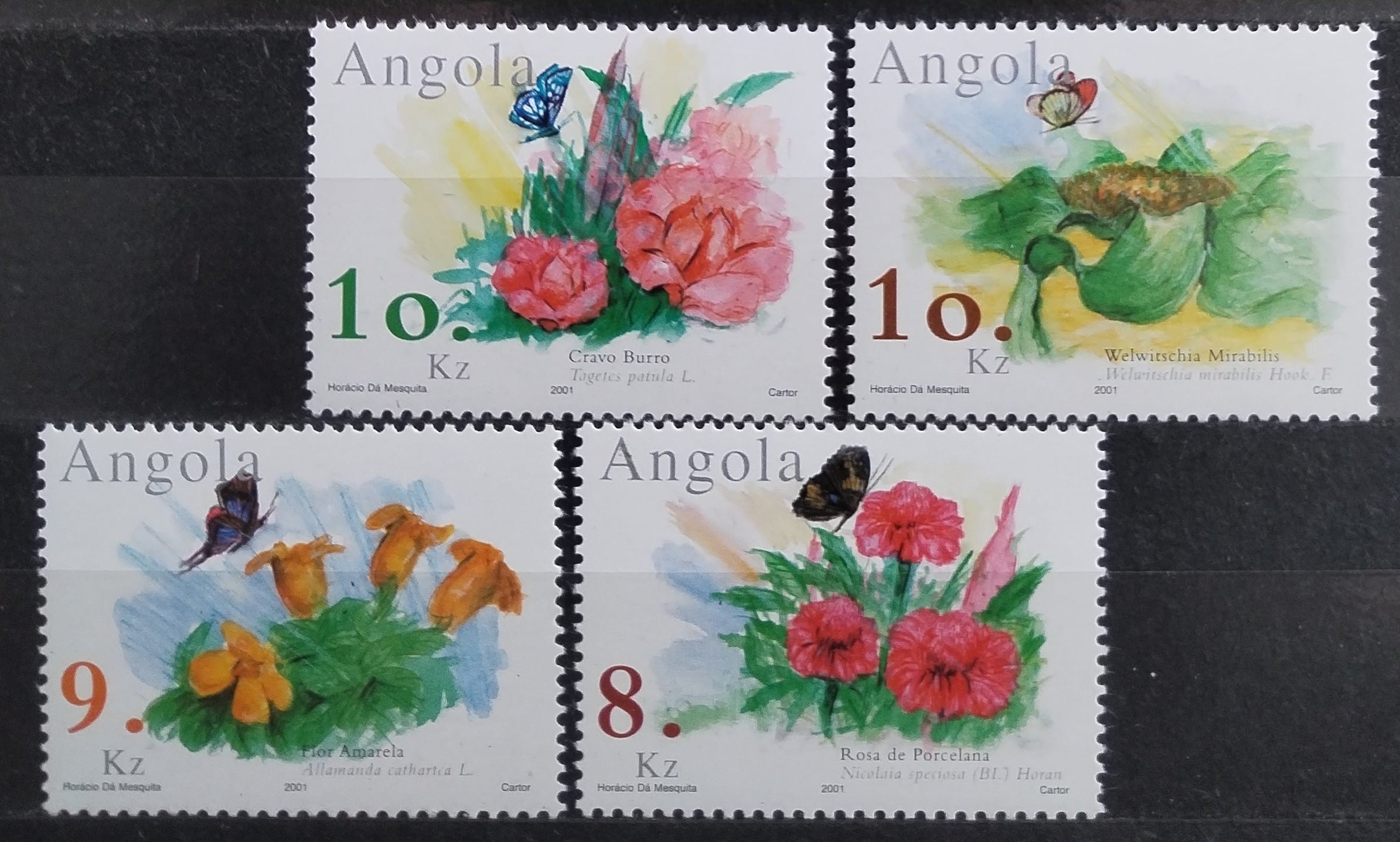 Angola 2001 Výstava BELGICA, Motýli a květiny, Flora