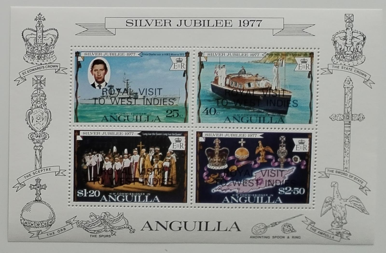 Anguilla 1977 Bl.17 Přetisky návštěvy královny Alžběty II.
