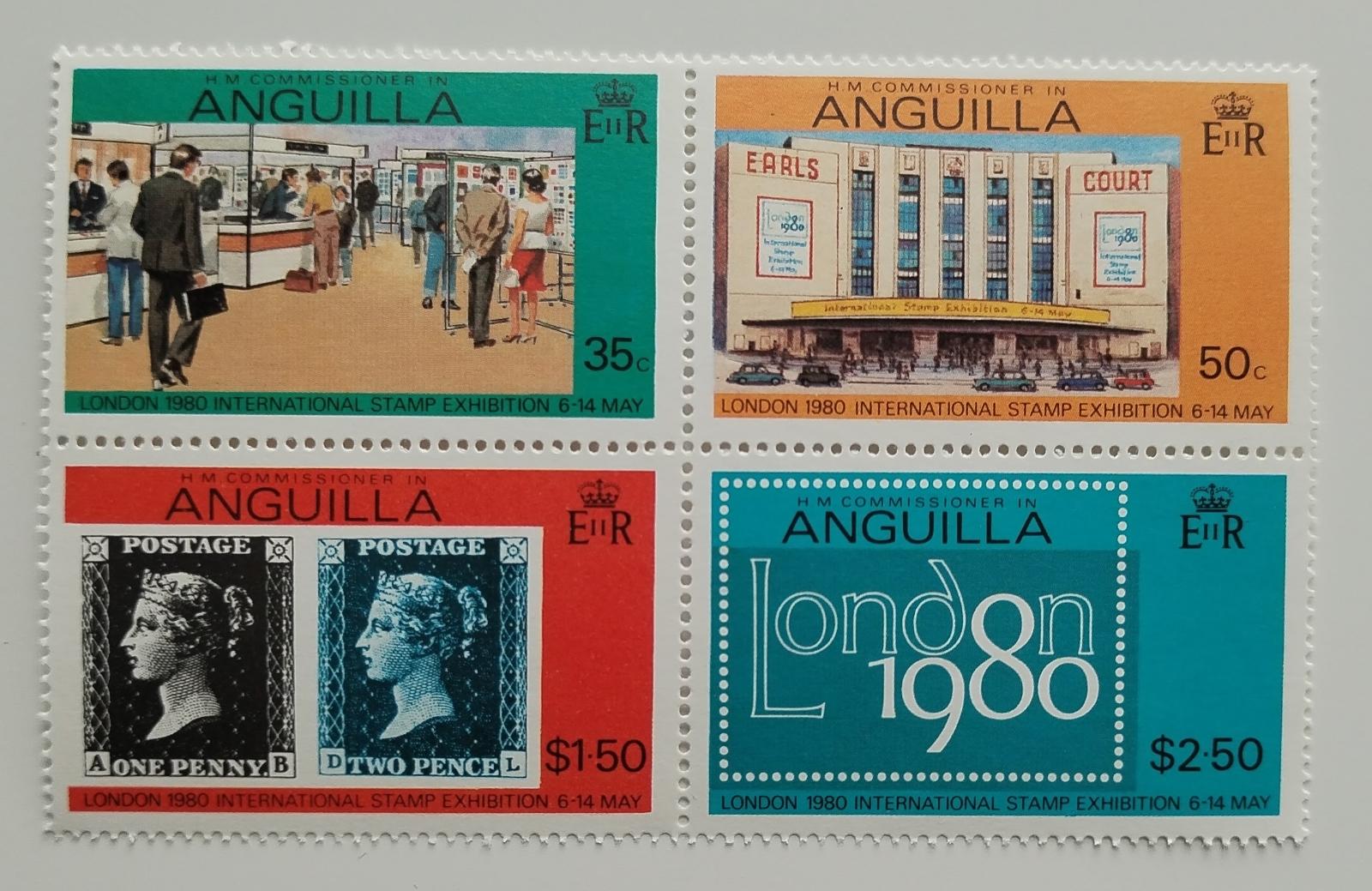 Anguilla 1980 Výstava známek LONDON, Známky a historie pošty