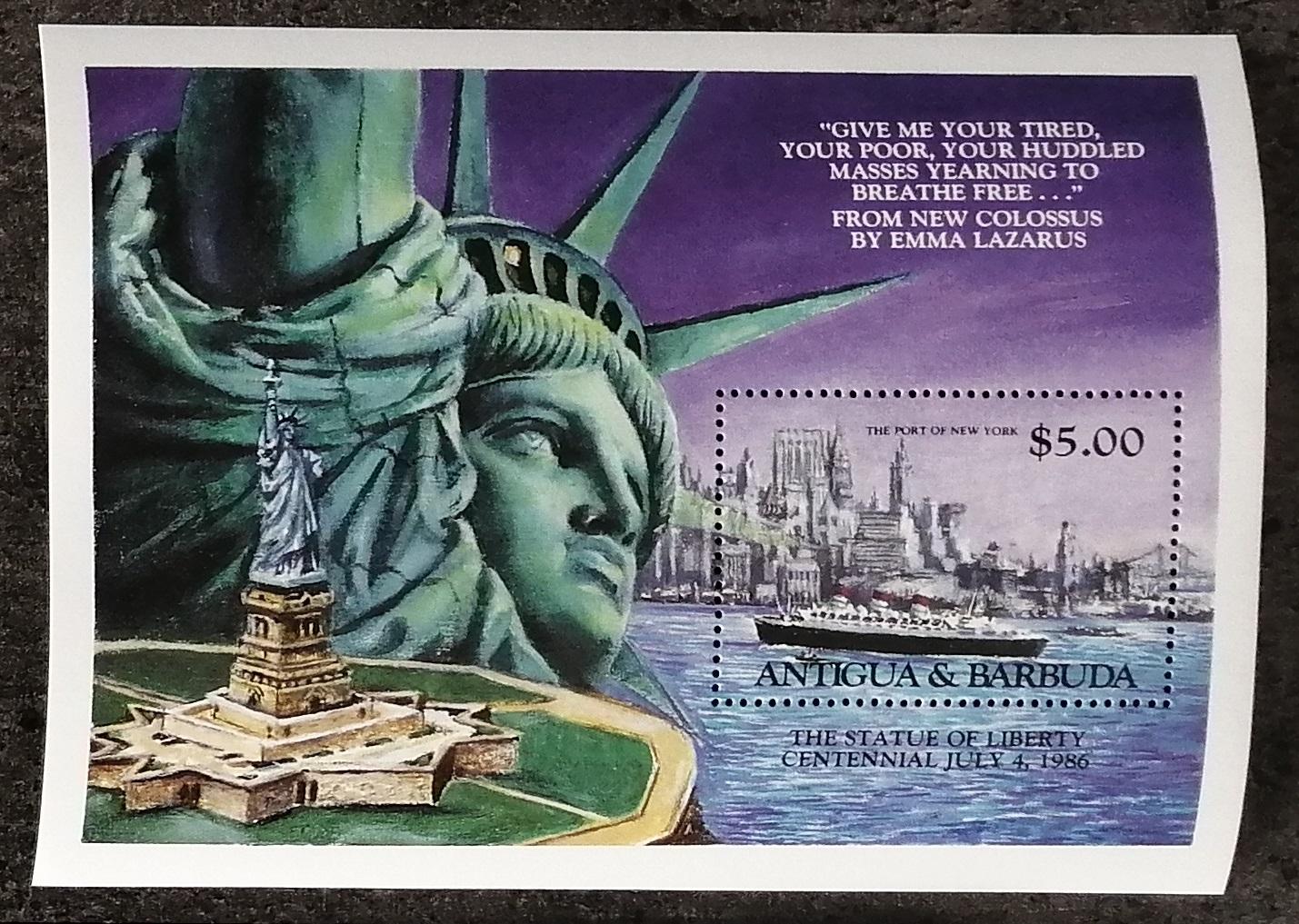 Antigua & Barbuda 1985 Bl.88 6€ Století Sochy Svobody, Lodě