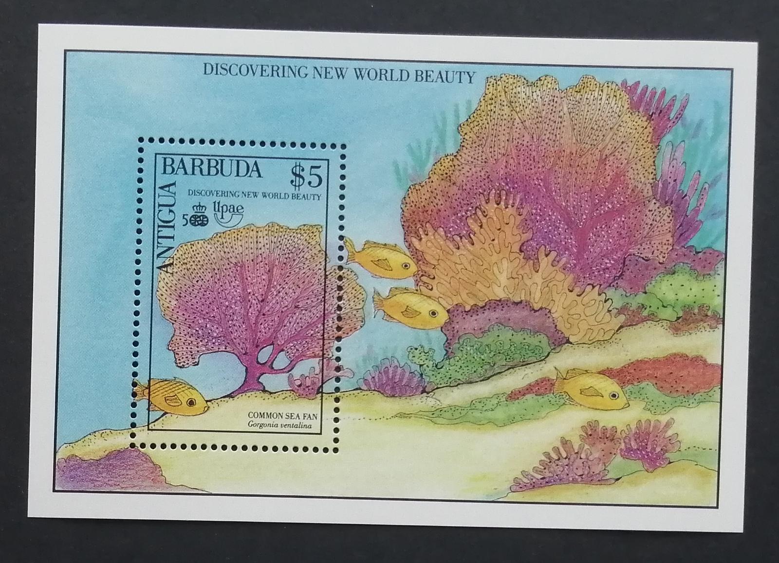 Antigua & Barbuda 1990 Bl.174 6€ Korály, ryby,500 let objevení Ameriky