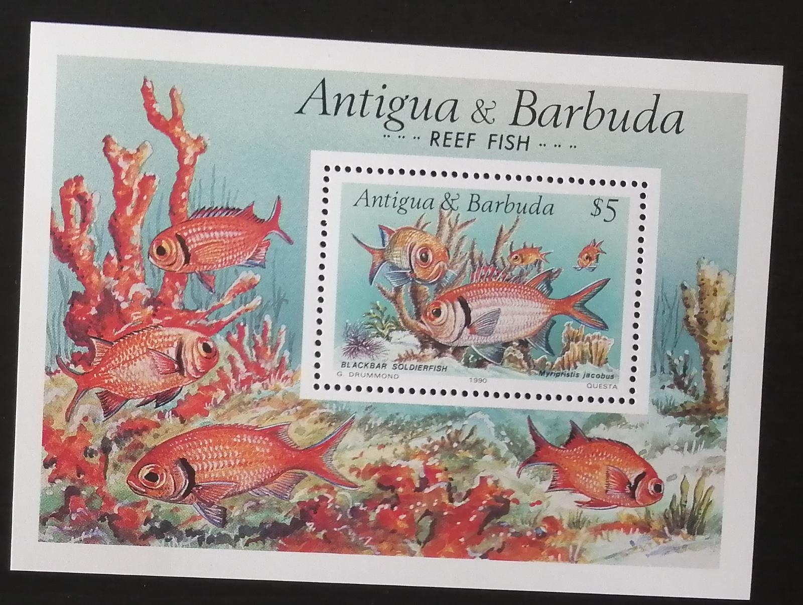 Antigua & Barbuda 1990 Bl.180 6,5€ Ryby Karibiku, fauna moří