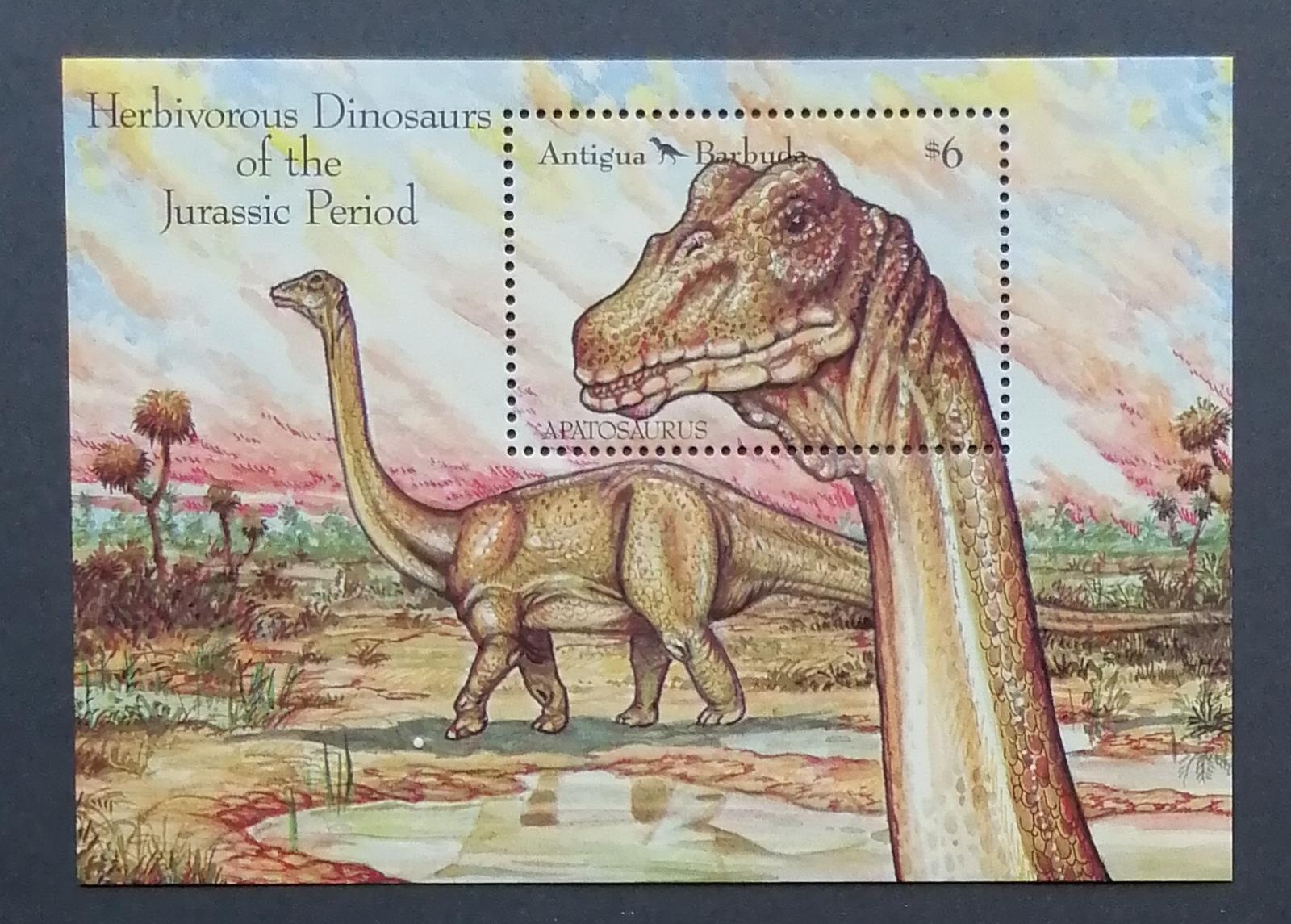 Antigua & Barbuda 1992 Bl.228 7€ Pravěká fauna, dinosauři, apatosaurus