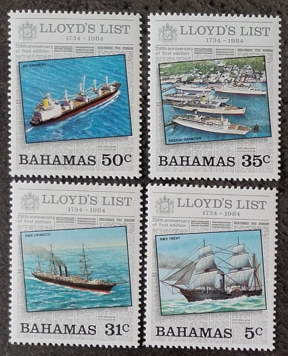 Bahamy 1984 5,5€ Výročí Lloyd's, Lodě a obchod, Plachetnice