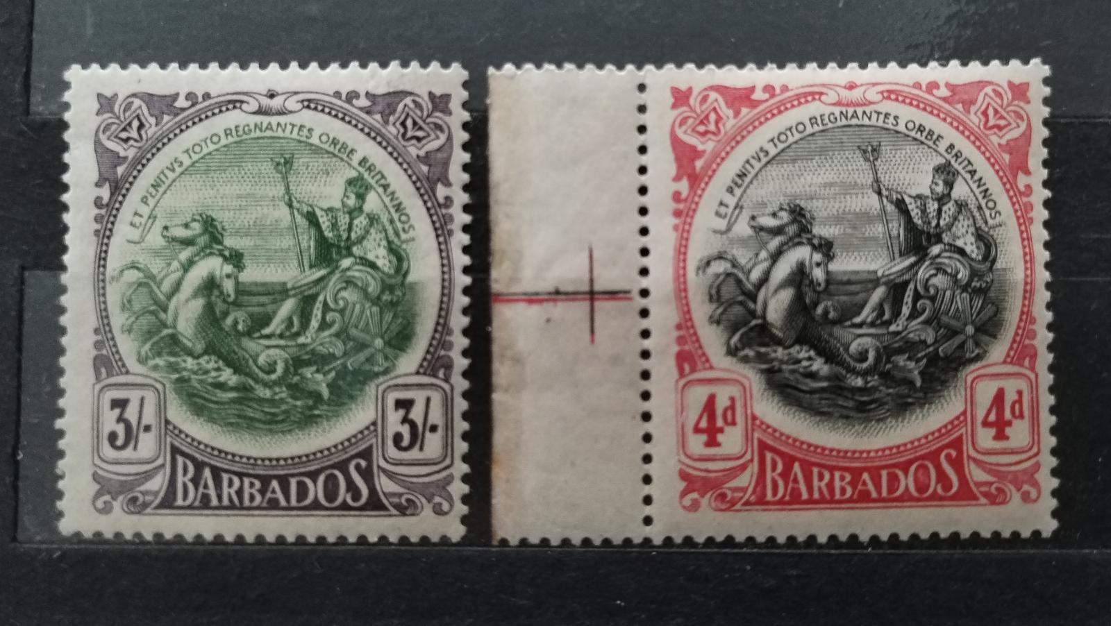 Barbados 1918 40£ Dotisky nových barev Jiří V.
