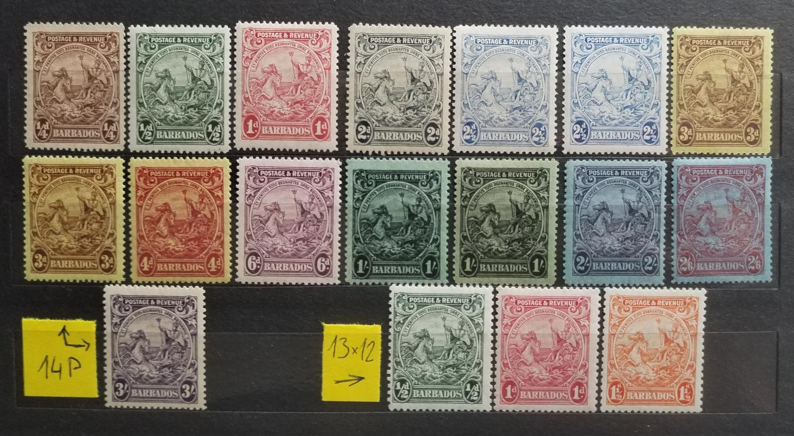Barbados 1925-5 +95£ Definitiva Jiřího V. + varianty perforace