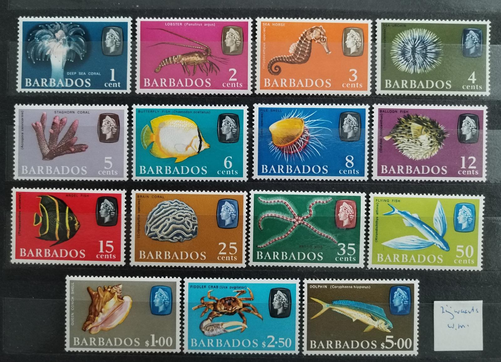 Barbados 1966-9 42£ Definitiva: Karibské ryby a fauna (WM SIDEWAYS)