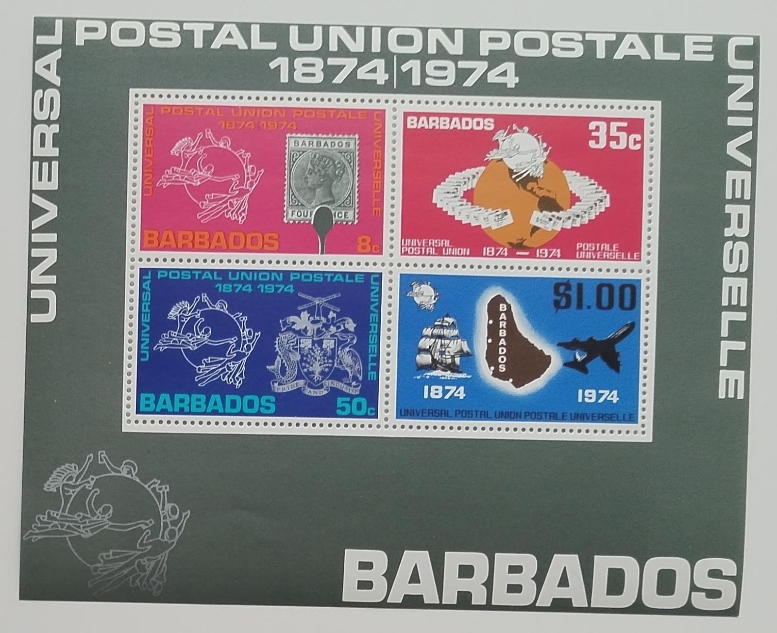 Barbados 1974 B.5 Století Světové poštovní unie