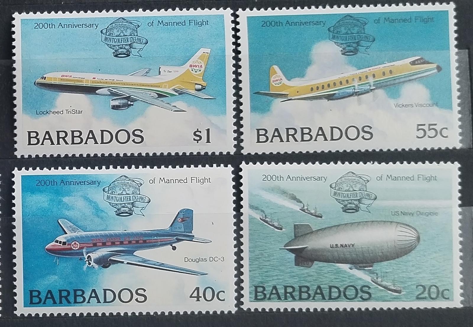 Barbados 1983 6,5€ Výročí prvního letu, Vzducholodě a letadla