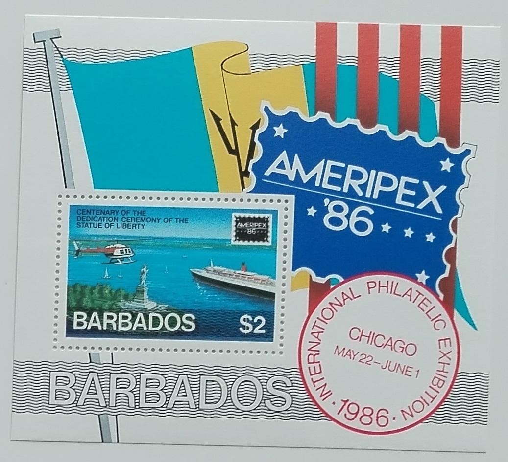 Barbados 1986 Bl.21 11€ Výstava známek AMERIPEX, Vlajky a lodě