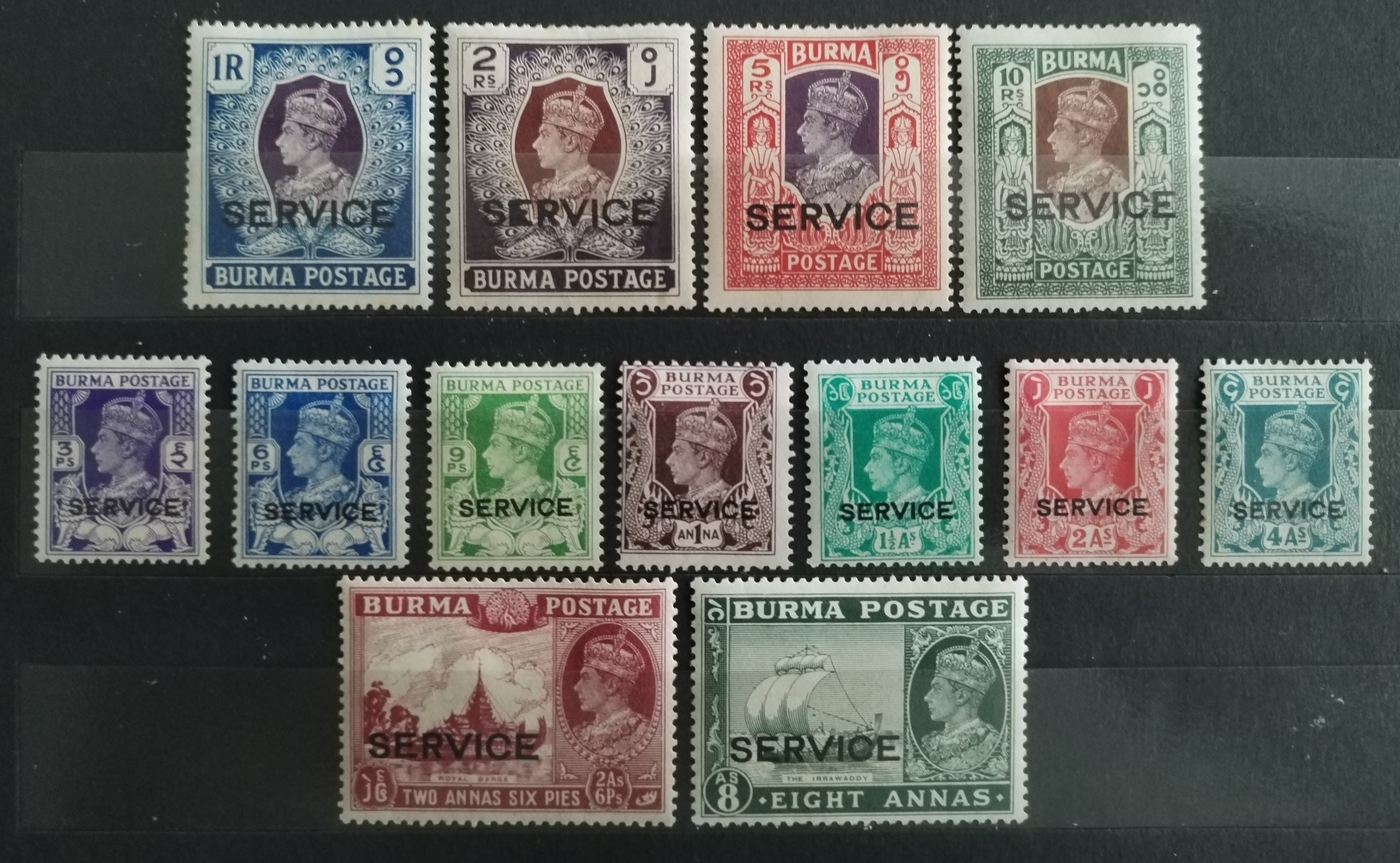 Britská Barma 1939 250£ Úřední přetisky Jiřího VI.