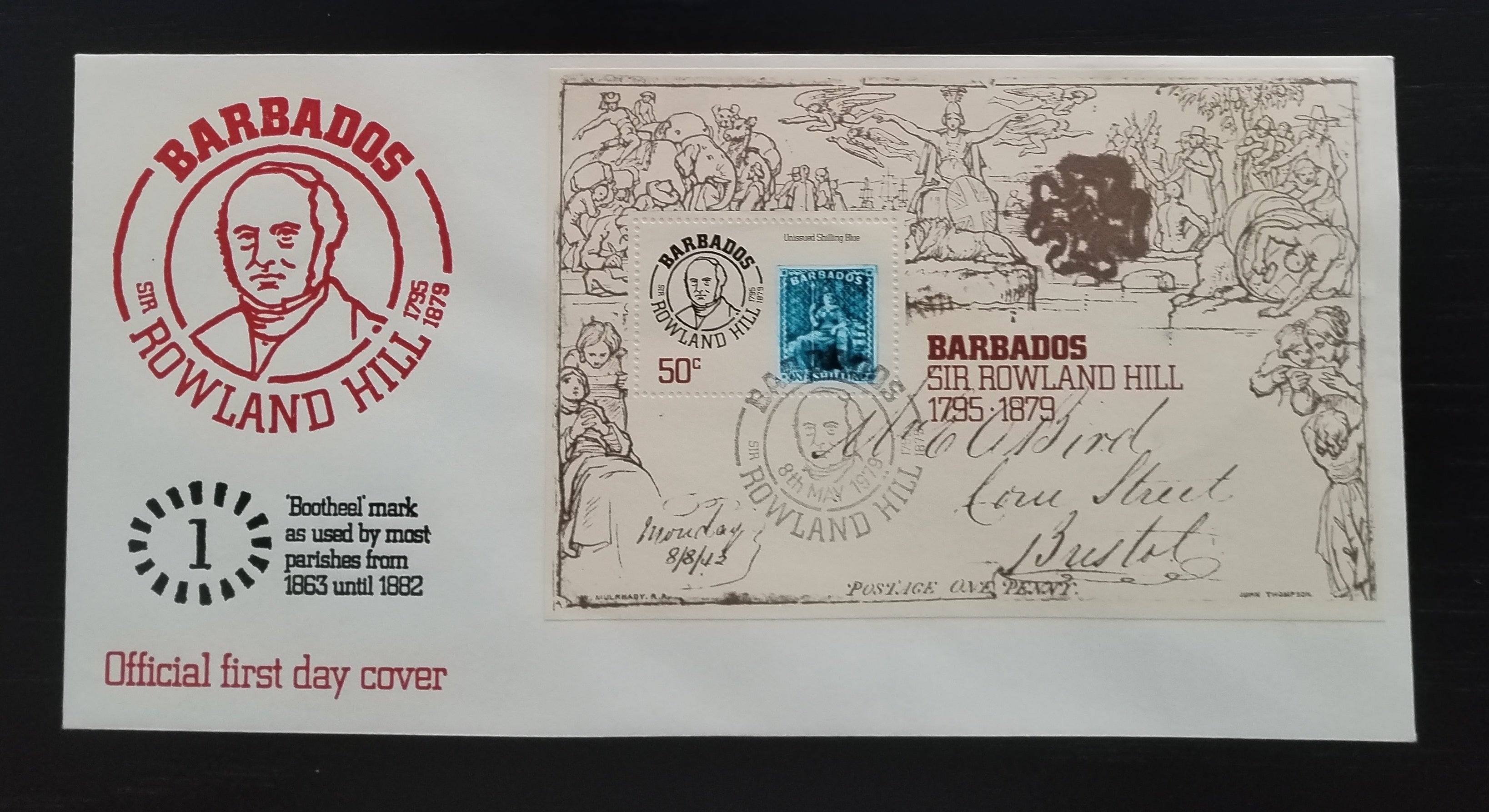 Barbados 1979 FDC - Výročí sira Hilla, Známky