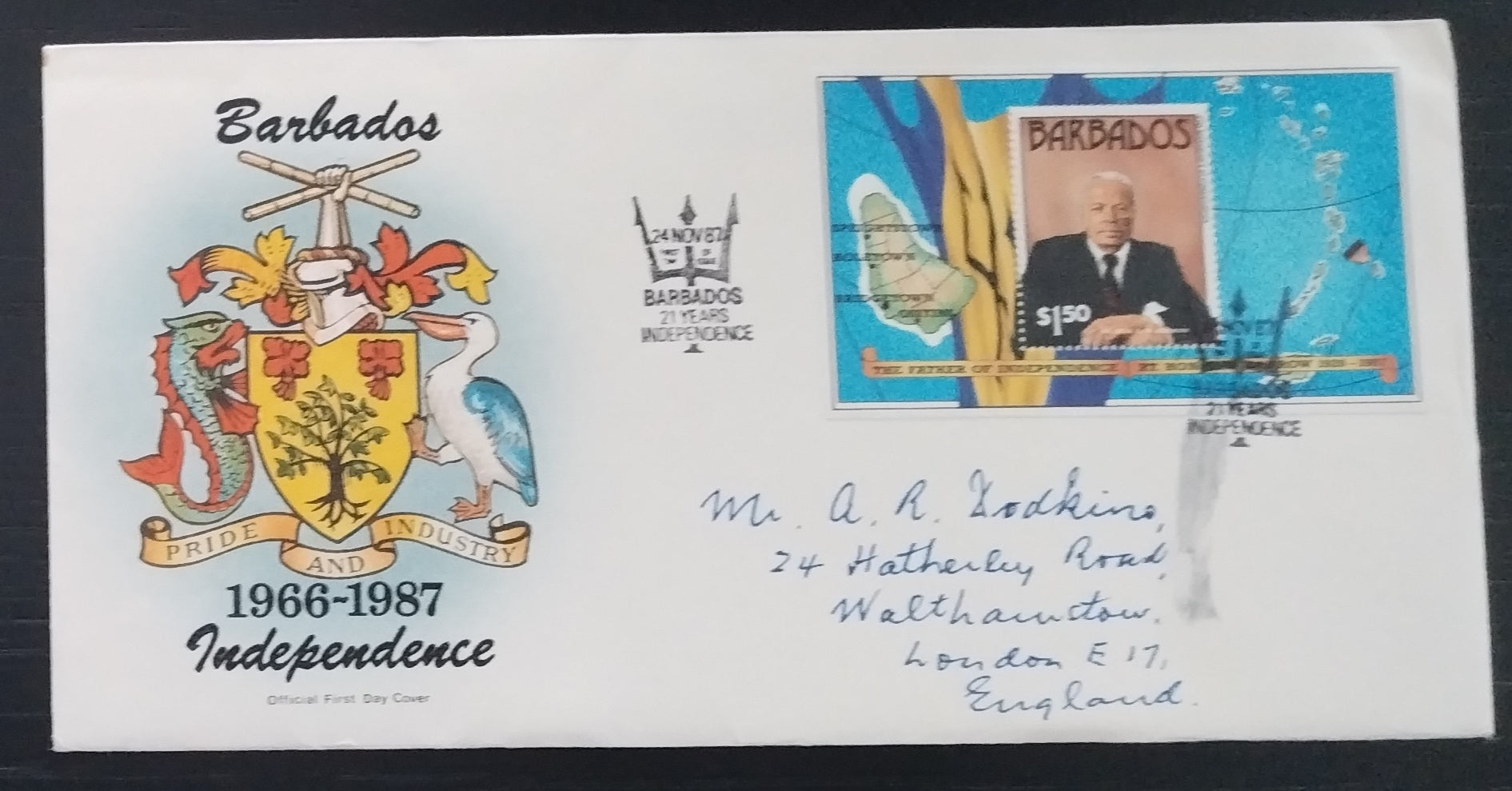 Barbados 1987 FDC - Výročí nezávislosti