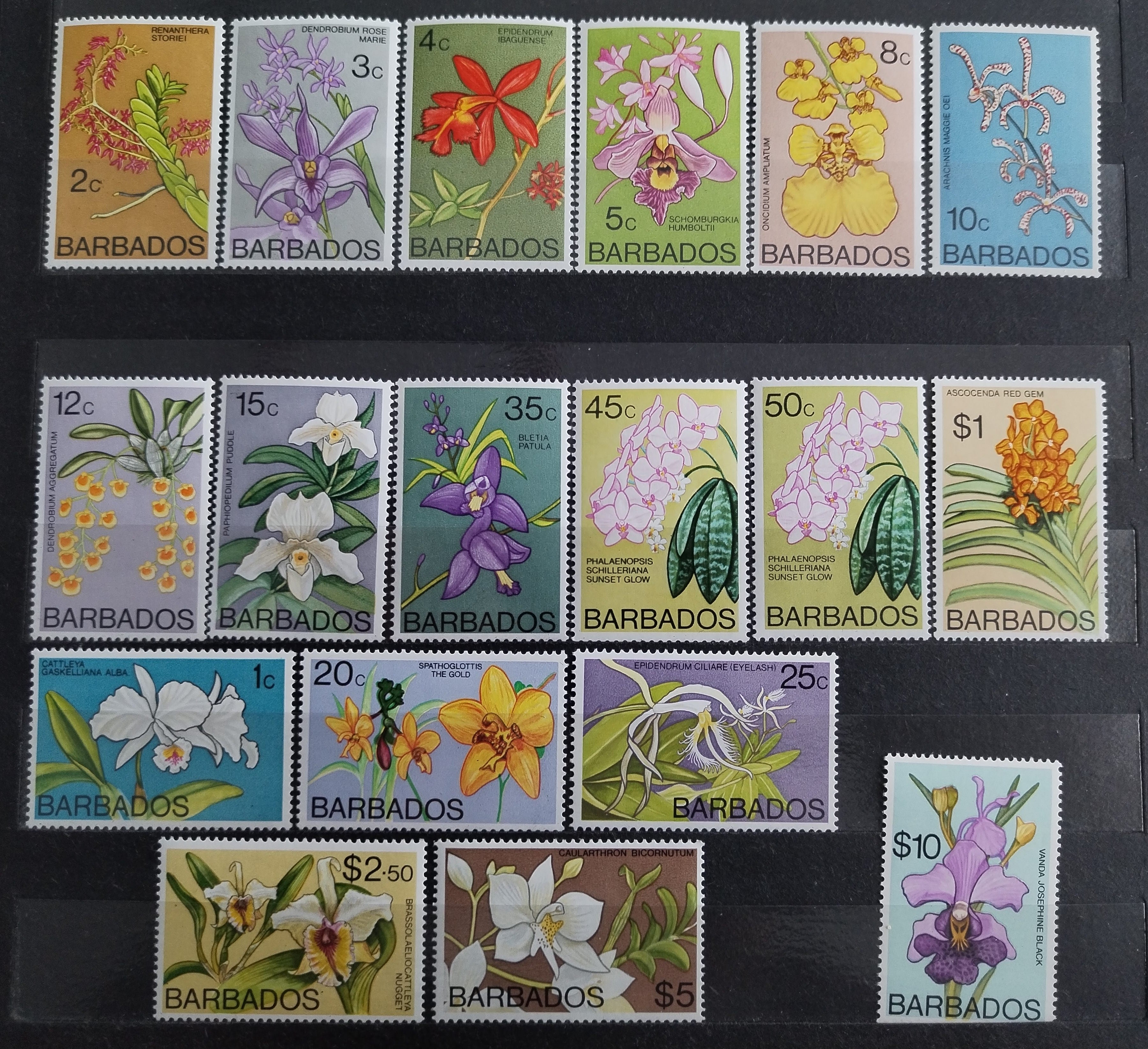 Barbados 1974 Definitiva: Orchideje s dotisky