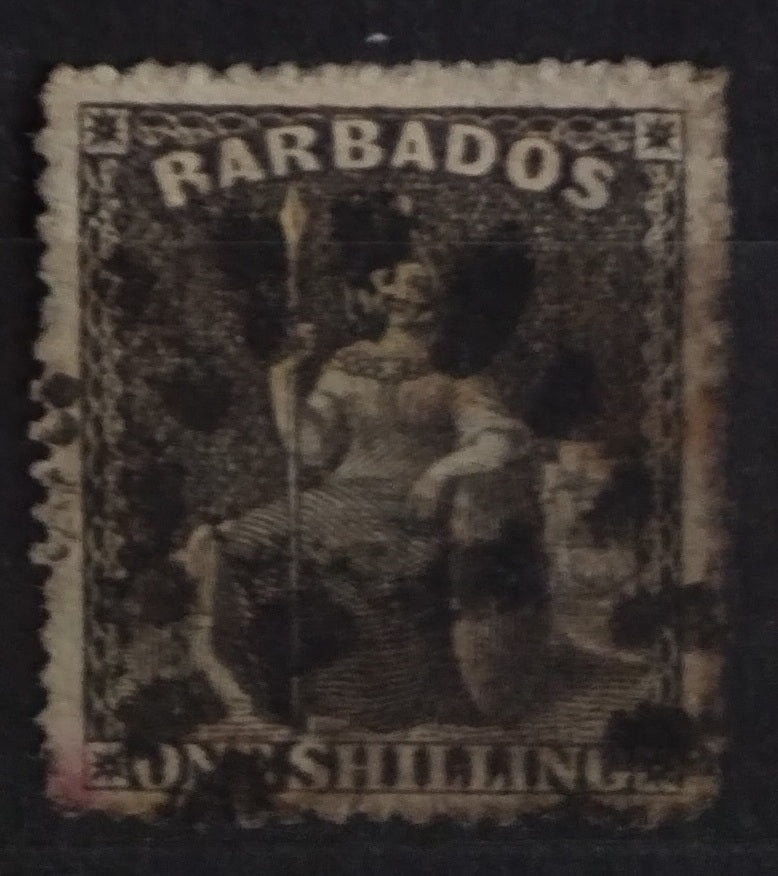 Barbados 1866 SG35 11£ Sitting Britannia 2