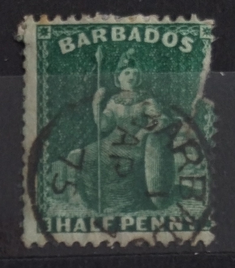 Barbados 1874 SG65 18£ Sitting Britannia (spacefiller)