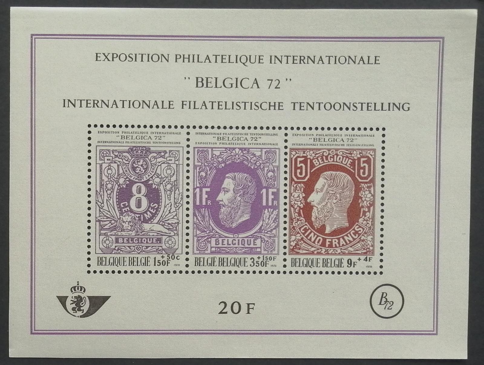 Belgie 1970 Bl.42 3,2€ Výstava známek BELGICA, poštovní historie, král