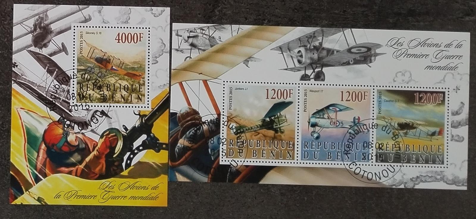 Benin 2015 CTO komplet aršíků - Historická letadla