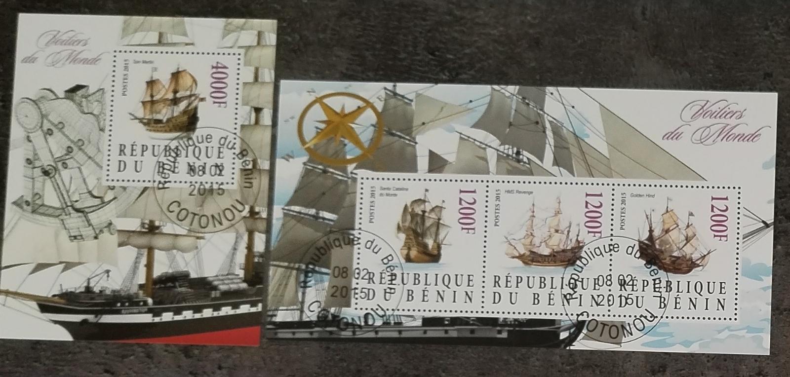 Benin 2015 CTO komplet aršíků - Historické lodě