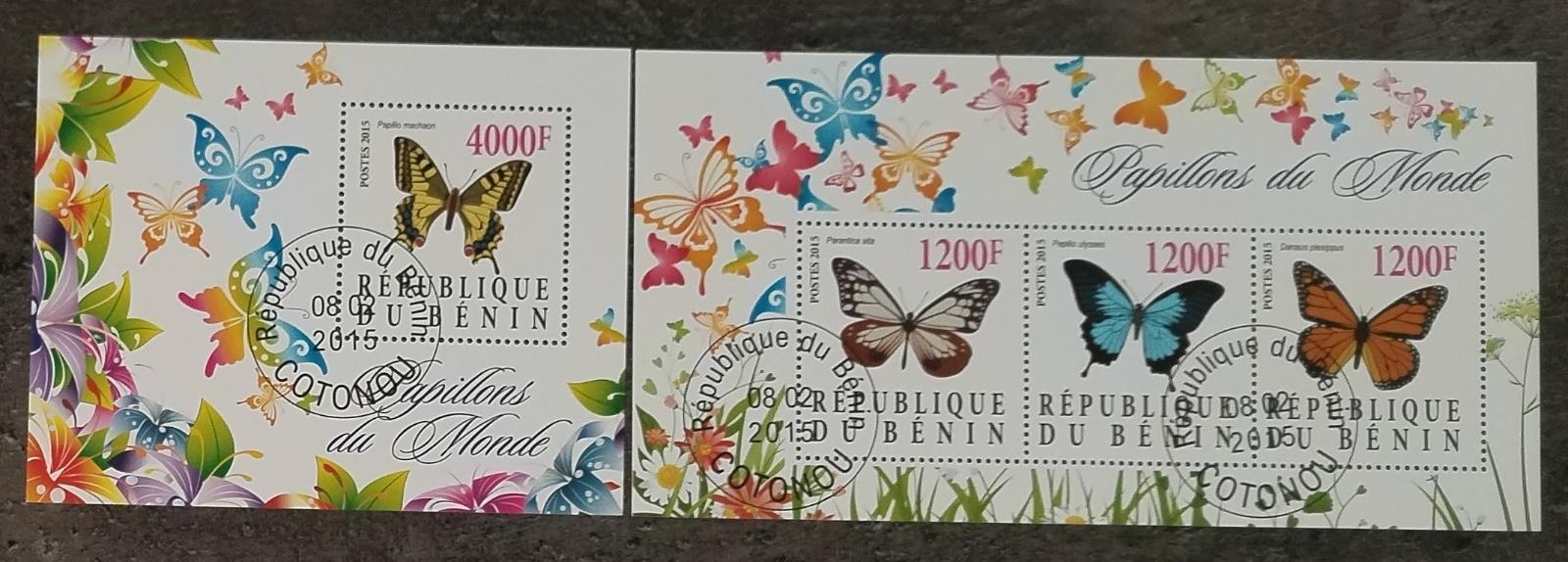 Benin 2015 CTO komplet aršíků - Motýli a hmyz