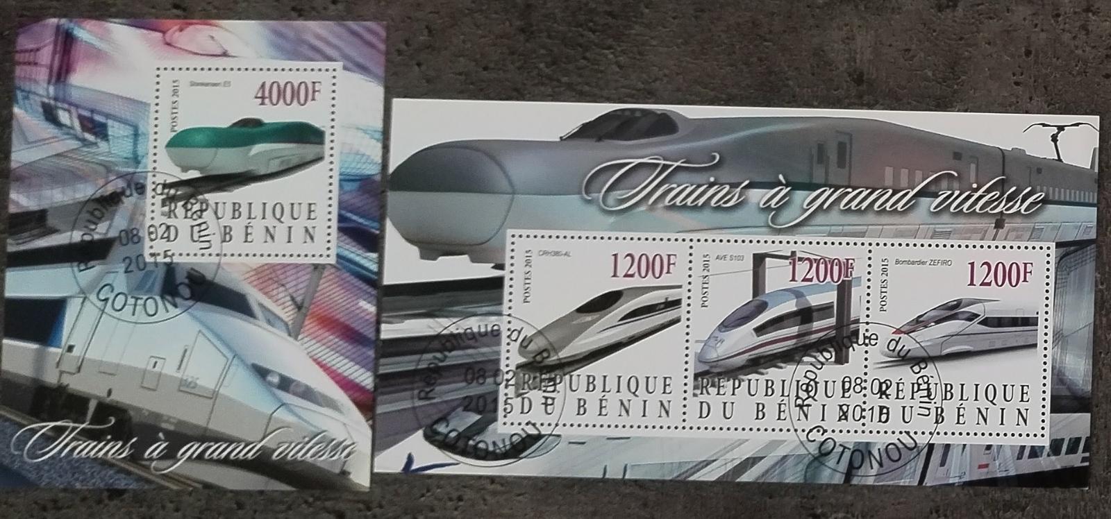 Benin 2015 CTO komplet aršíků - Vlaky a doprava