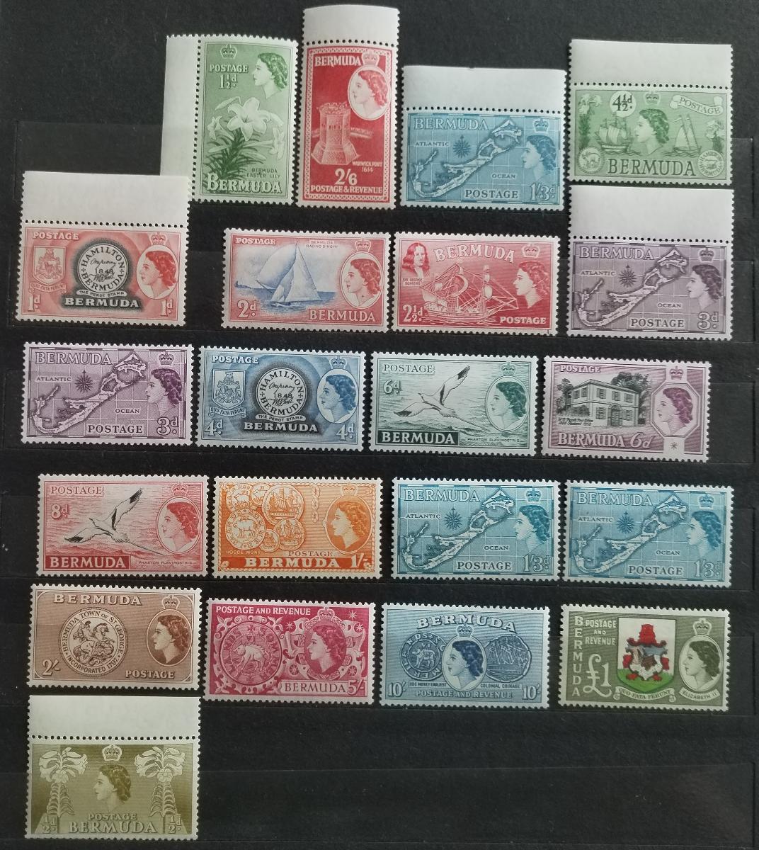 Bermudy 1953-2 +150£ Svěží definitiva královny Alžběty II. + varianty