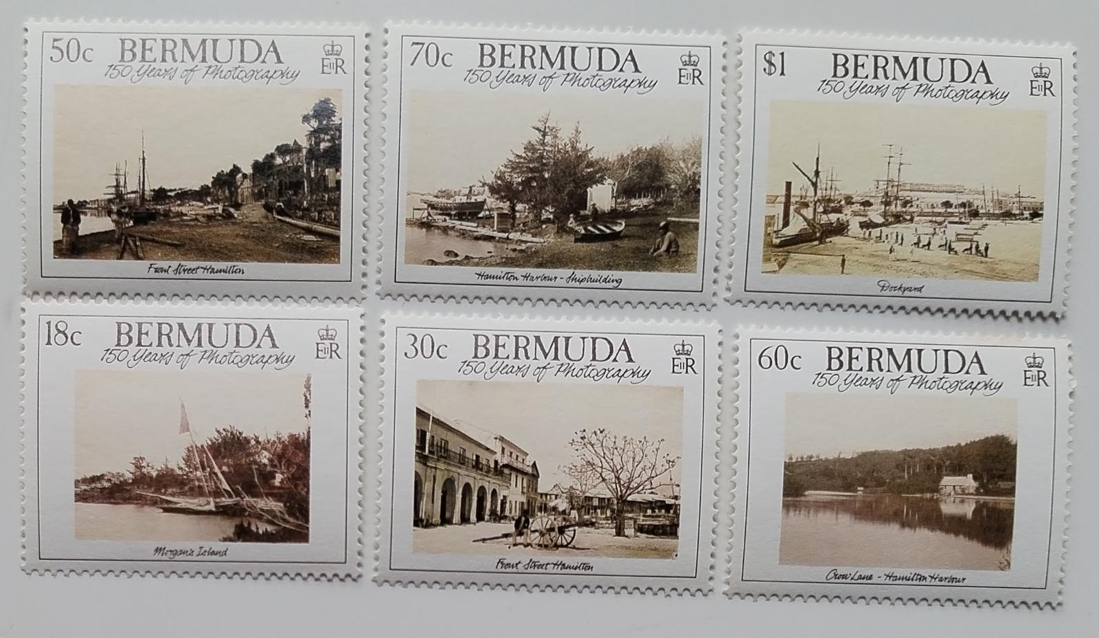 Bermudy 1989 11€ 150 let fotografie, Historická fota ostrova a výjevy